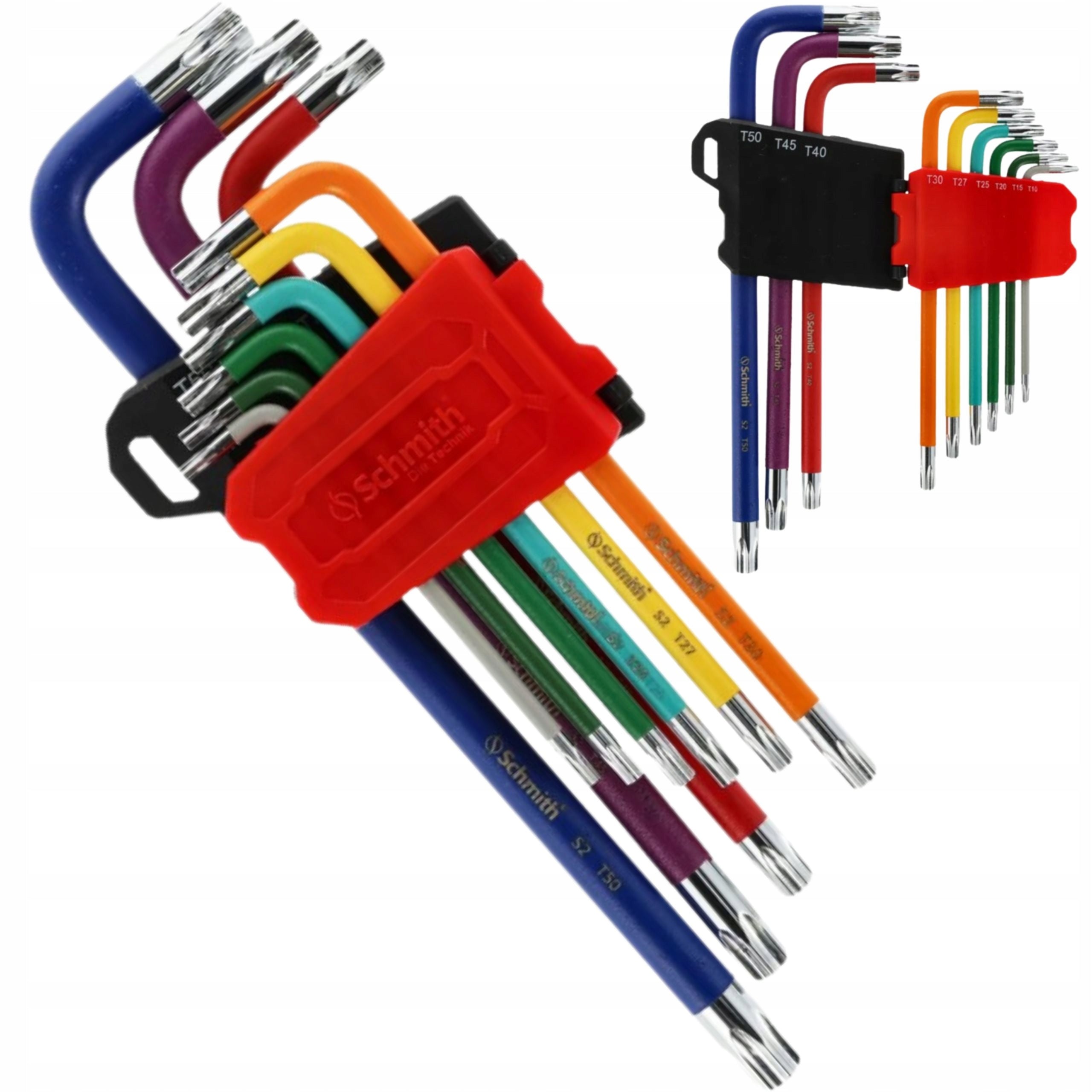 TORX LONG ALLEN WRENCHES T10-T50 COLORFUL 9pcs WITH HOLE SCHMITH