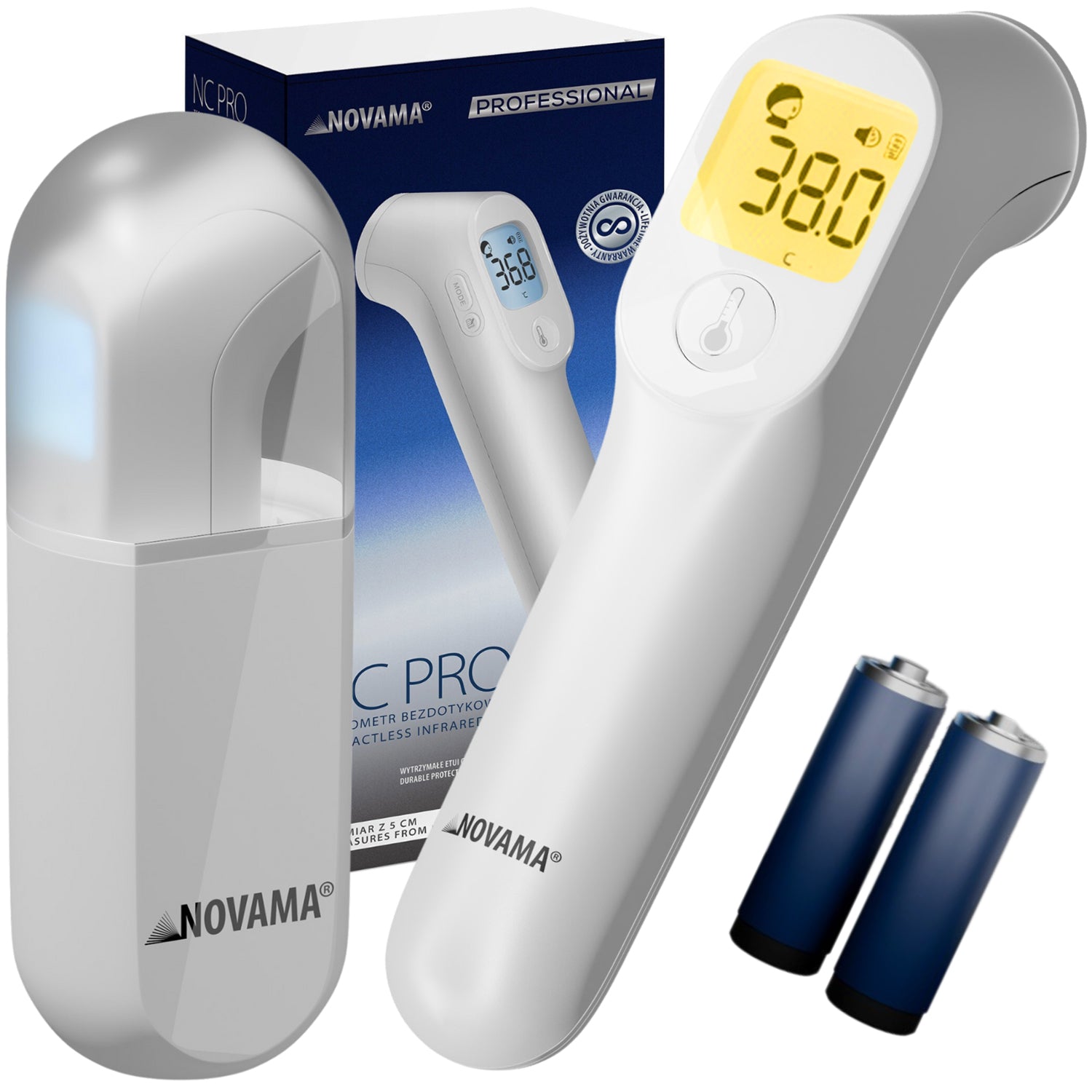 TOUCHLESS Electronic MEDICAL FOREHEAD thermometer NOVAMA NC PRO + CASE
