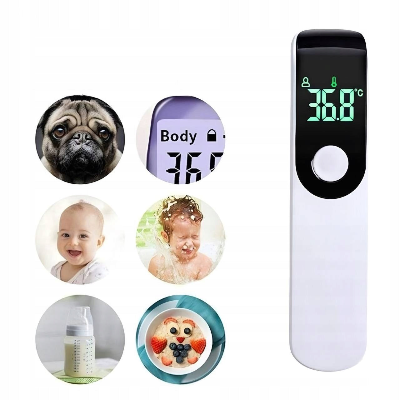 TOUCHLESS WHITE INFRARED THERMOMETER 2in1 FOR FOREHEAD AND SURFACE Medical device no