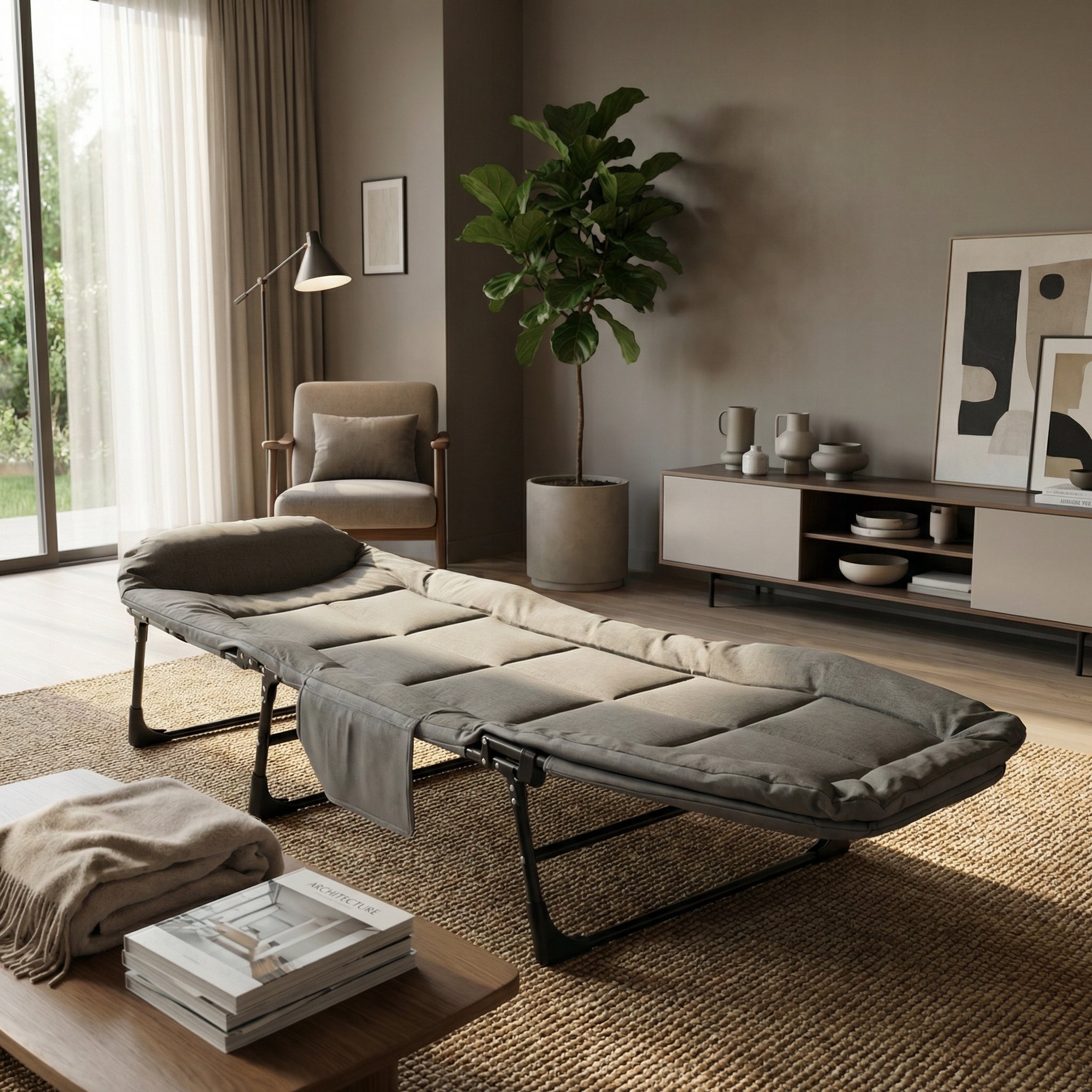 TOURIST BED CT-02L FOLDING COUCH LOUNGER FIELD MATTRESS LARGE XXL Frame material metal