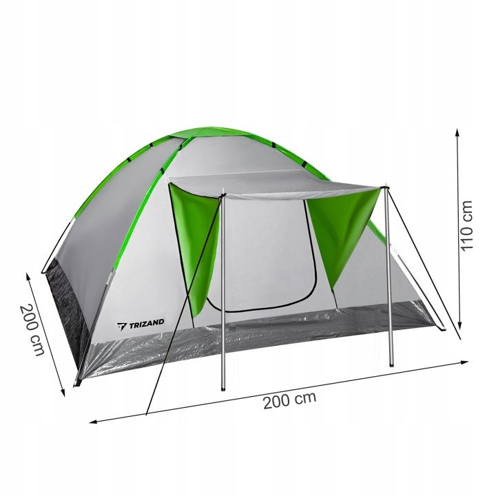 TOURIST CAMPING TENT 4 PERSONS FAMILY LARGE XXL CANOPY TRIZAND Kind travel