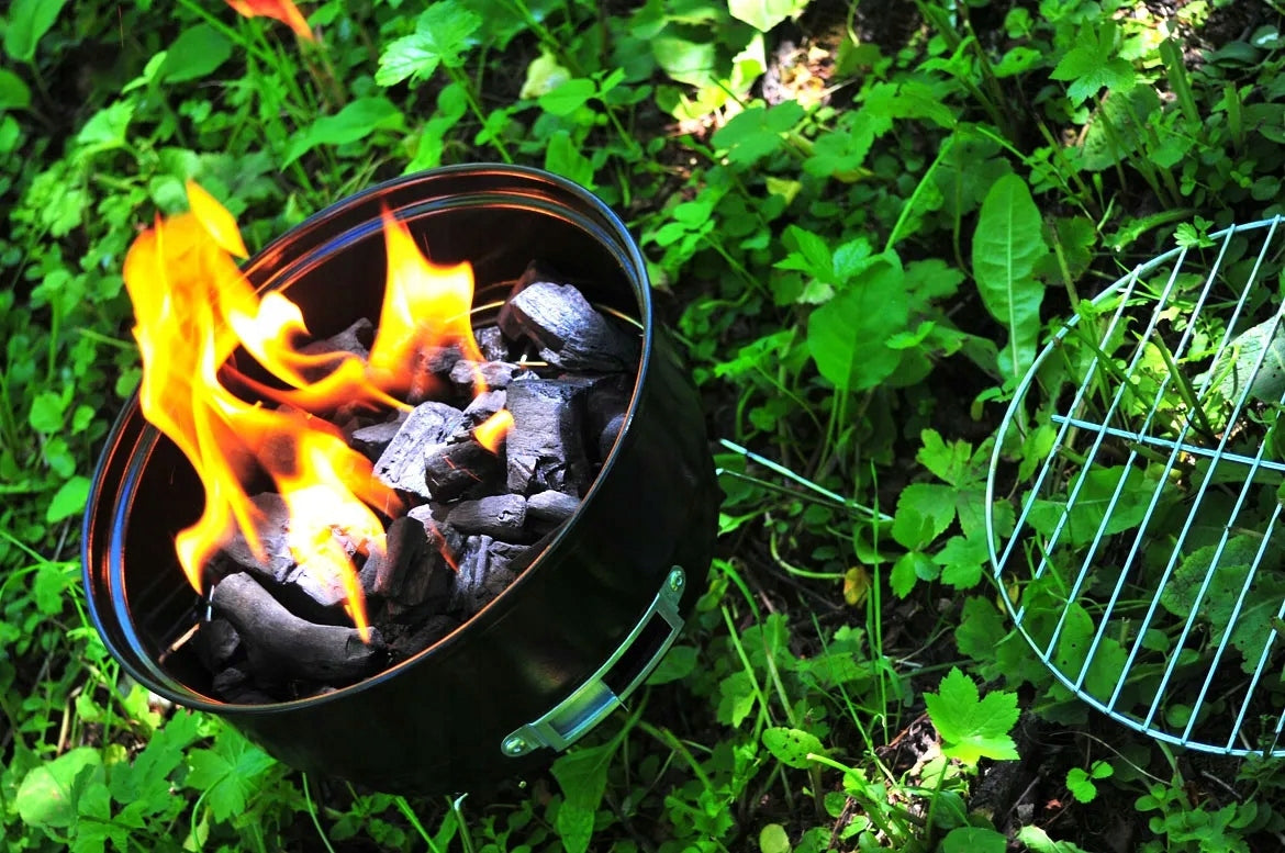 TOURIST CHARCOAL GRILL FOLDED PORTABLE MINI SMALL SURVIVAL + BAG Grate width 26 cm