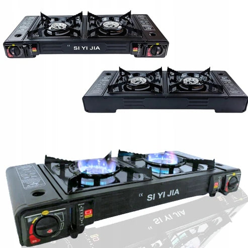 TOURIST COOKER PORTABLE TWO-BURNER GAS FOR CARTRIDGES CYLINDER GAS Packaging status original