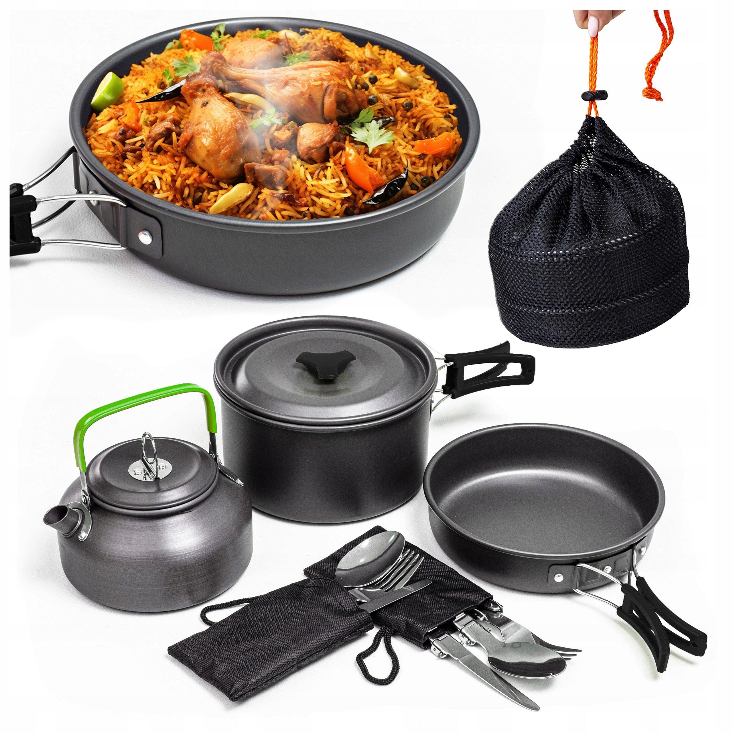 TOURIST DISHES KETTLE POT PAN SET OF DISHES FOR CAMPING