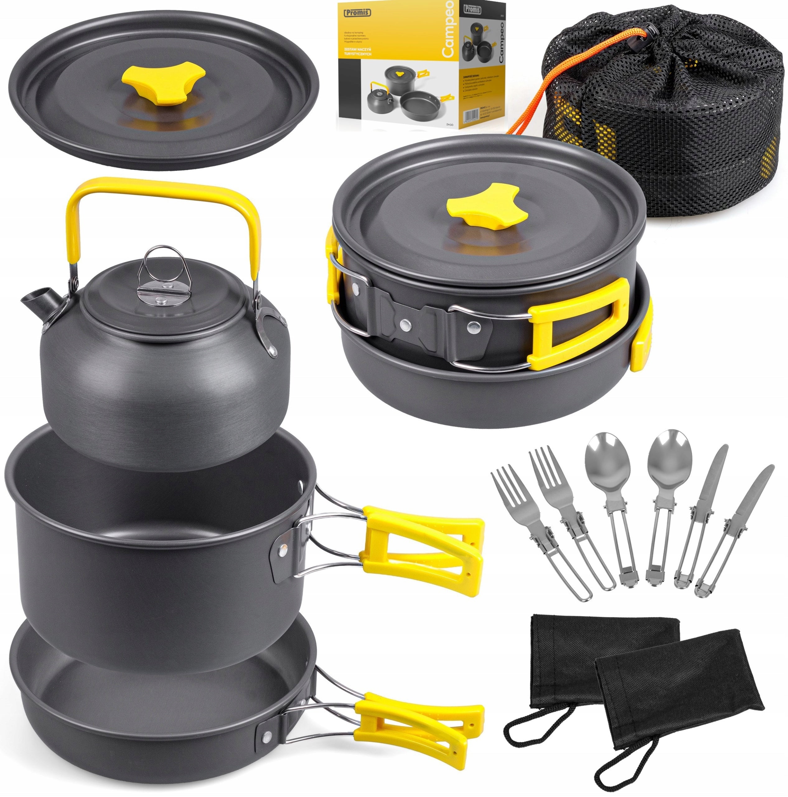 TOURIST DISHES SET CAMPEO POTS CUTLERY KETTLE FOR CAMPING TENT