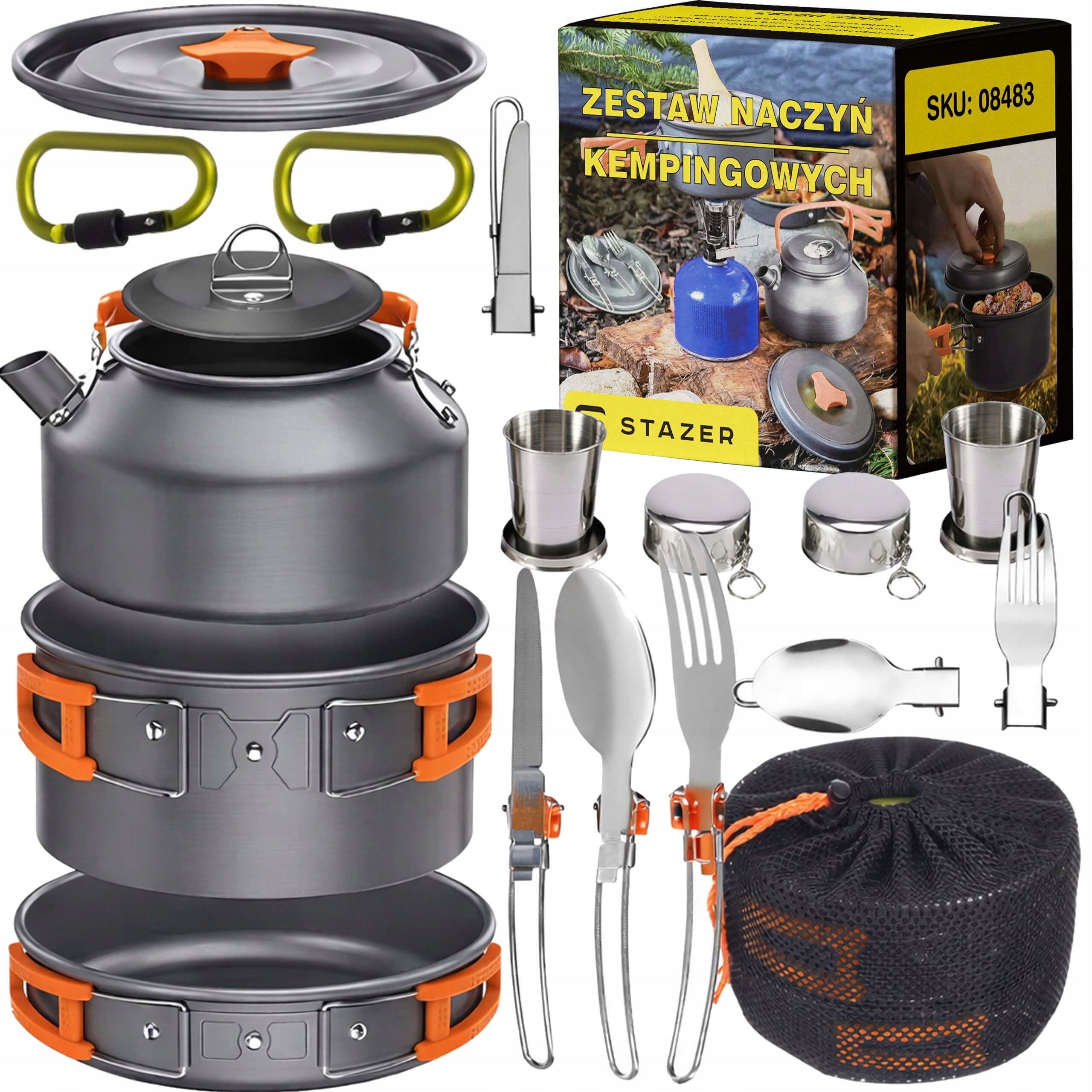 TOURIST DISHES SET OF POTS CUTLERY FOR CAMPING KETTLE XXL