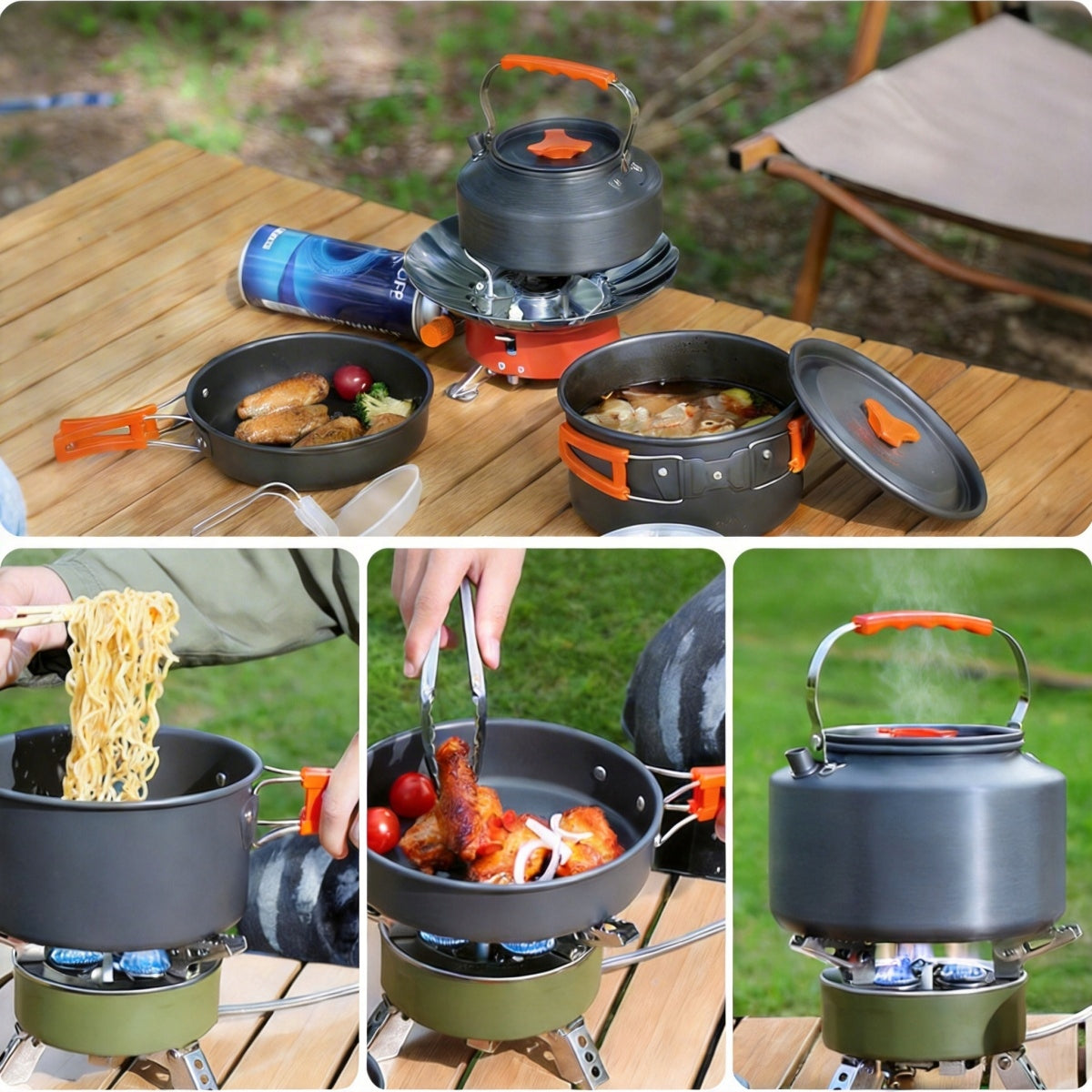 TOURIST DISHES SET POTS CUTLERY KETTLE FOR CAMPING TENT Brand no brand