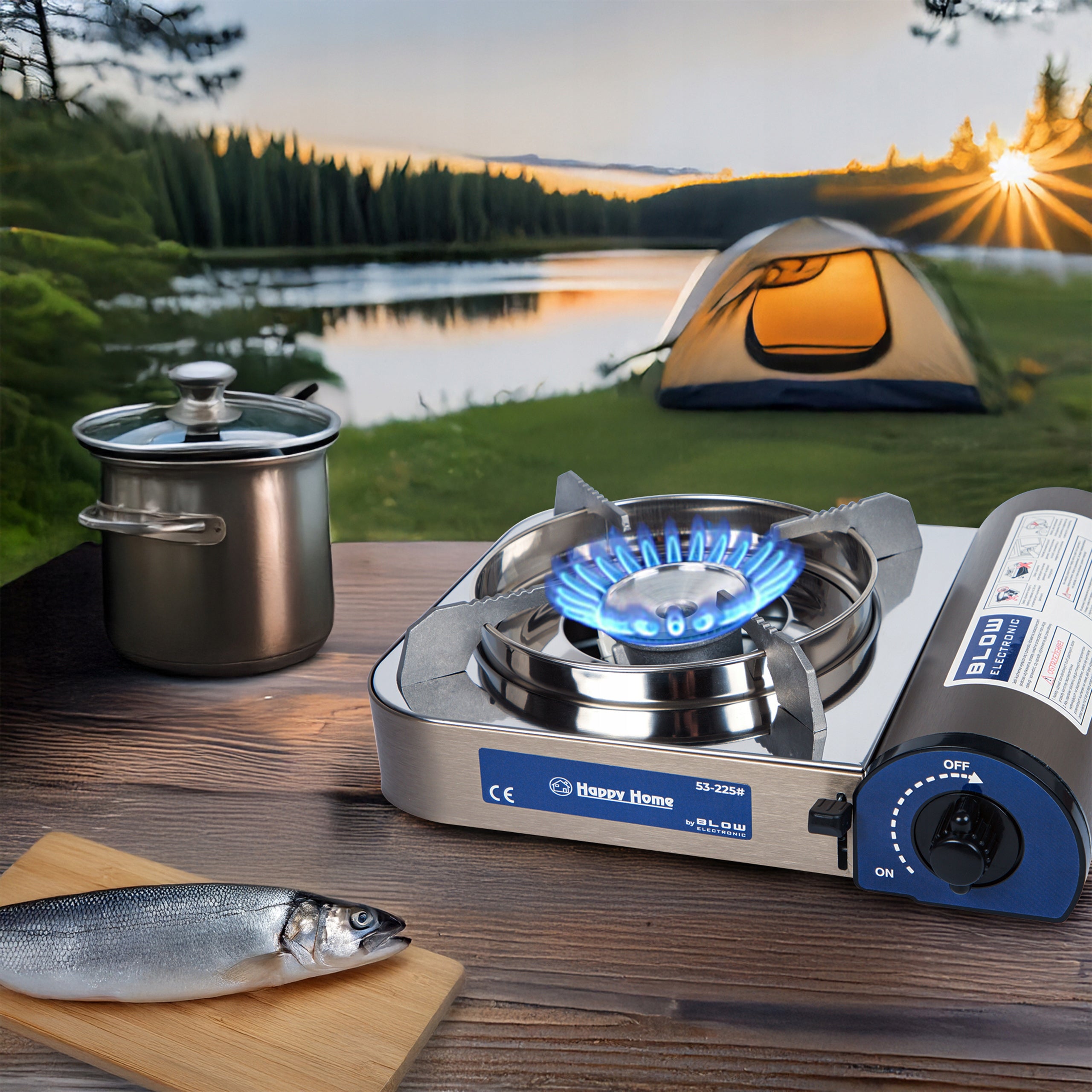 TOURIST GAS STOVE FOR CAMPING CARTRIDGE CERAMIC SUITCASE 2,9kW Packaging status original
