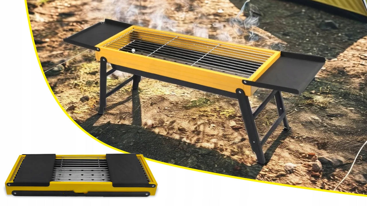 TOURIST GRILL PORTABLE CHARCOAL BBQ CAMPING FOLDING ROOMY + SHELVES Product weight with unit packaging 2.4 kg