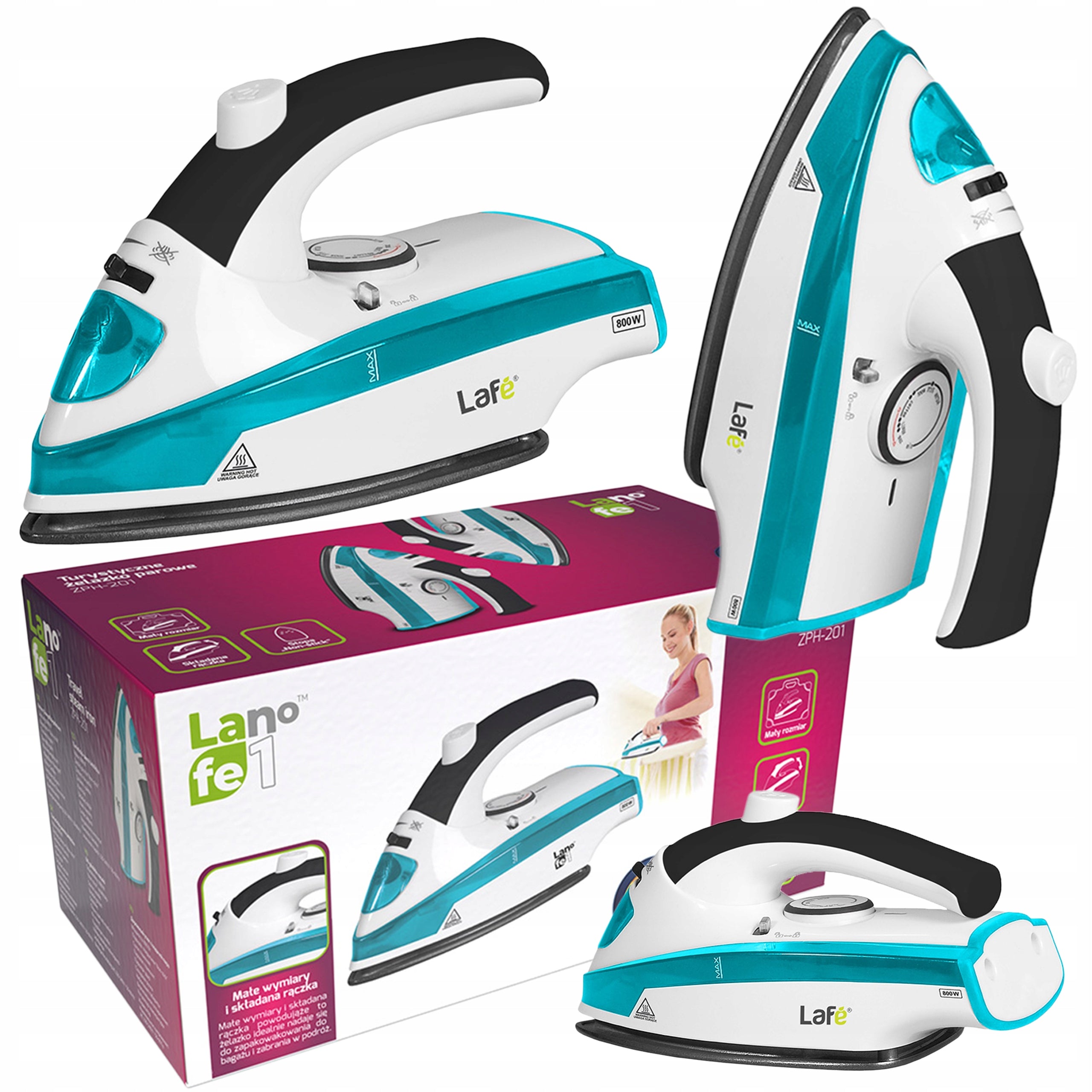 TOURIST IRON SMALL STEAM NON-STICK FOLDING TRAVEL ADJUSTMENT °C Power 800 W