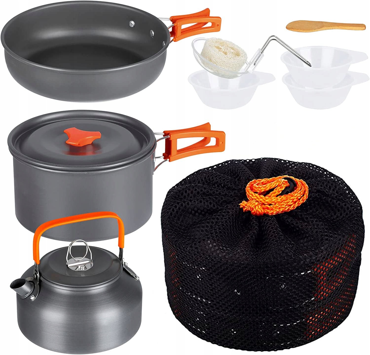 TOURIST SET KETTLE POT PAN CAMPING UTENSILS SET 670g