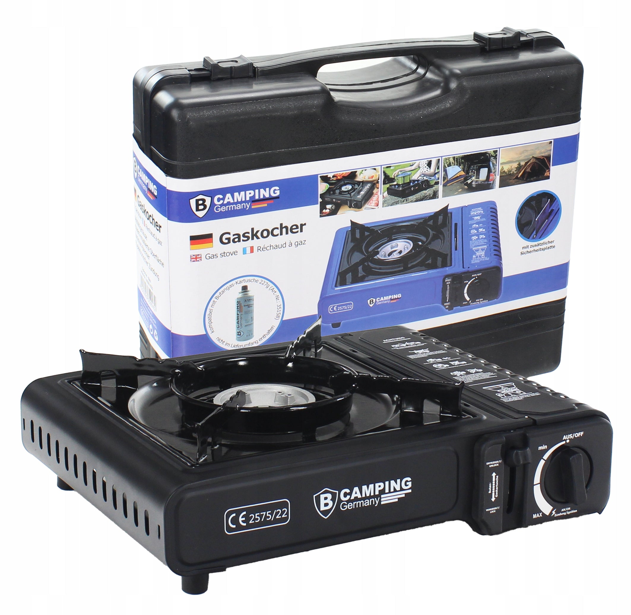 TOURIST STOVE GAS SUITCASE CAMPING GERMANY FOR CARTRIDGES