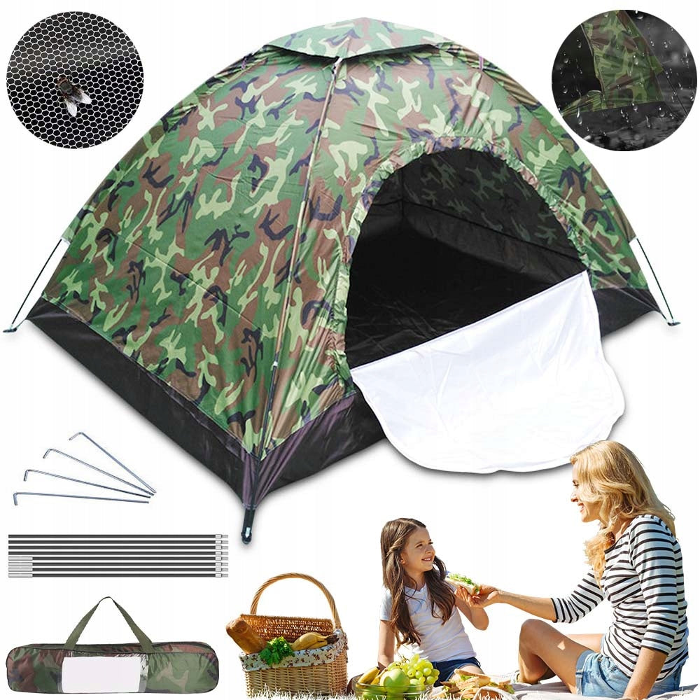 TOURIST TENT 2 PERSON CAMO 200X150X110CM WATERPROOF LARGE CAMPING