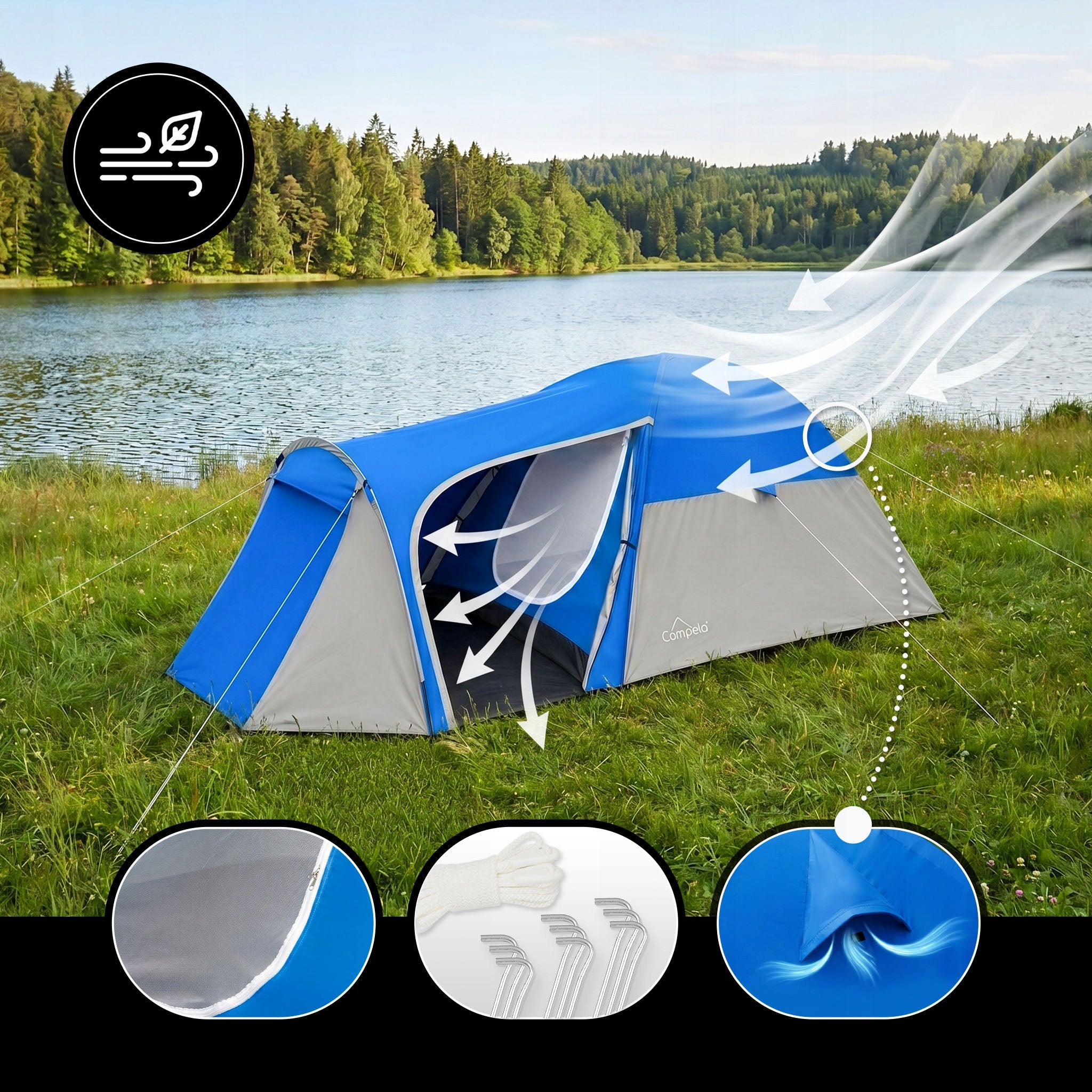 TOURIST TENT 3 PERSON FAMILY CAMPING IGLO WATERPROOF CAMPELA Model Tropical Tent 3