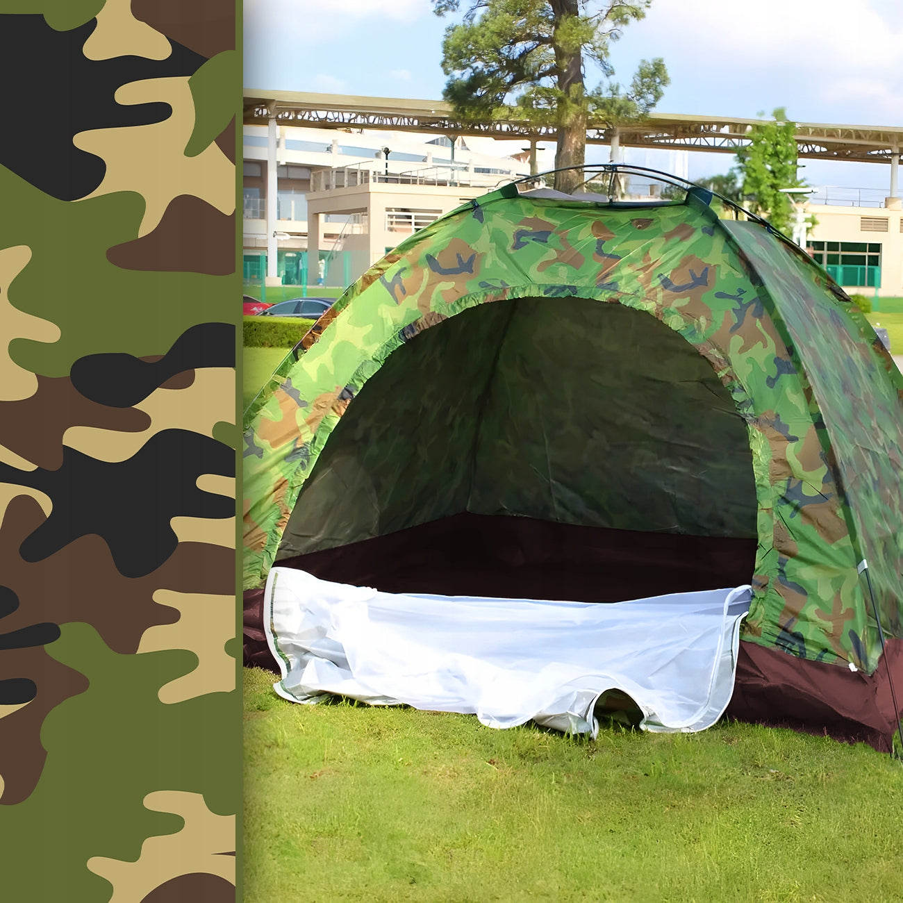 TOURIST TENT CAMO 4-PERSON CAMPING WITH MOSQUITO NET WINDOW 200 x 200CM Packaging status original