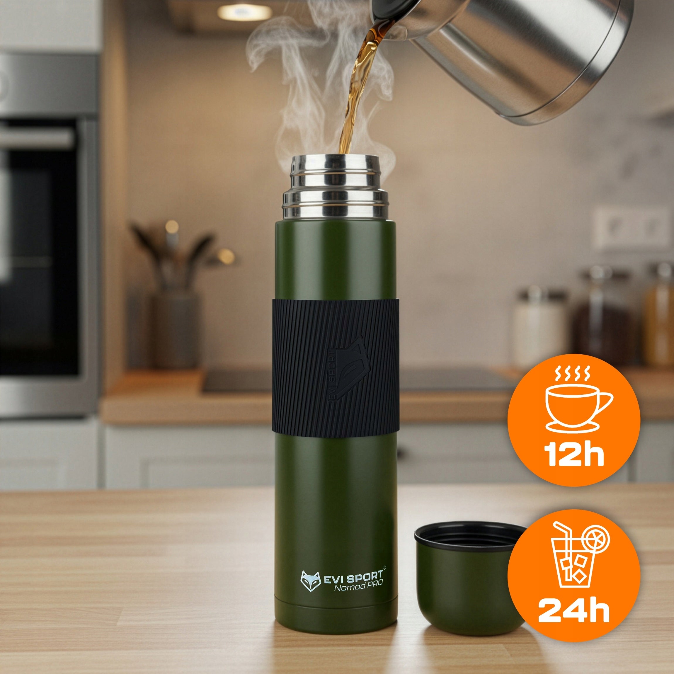 TOURIST THERMOS FOR TEA COFFEE SEALED VACUUM STAINLESS STEEL 1L Manufacturer code SHP-1118