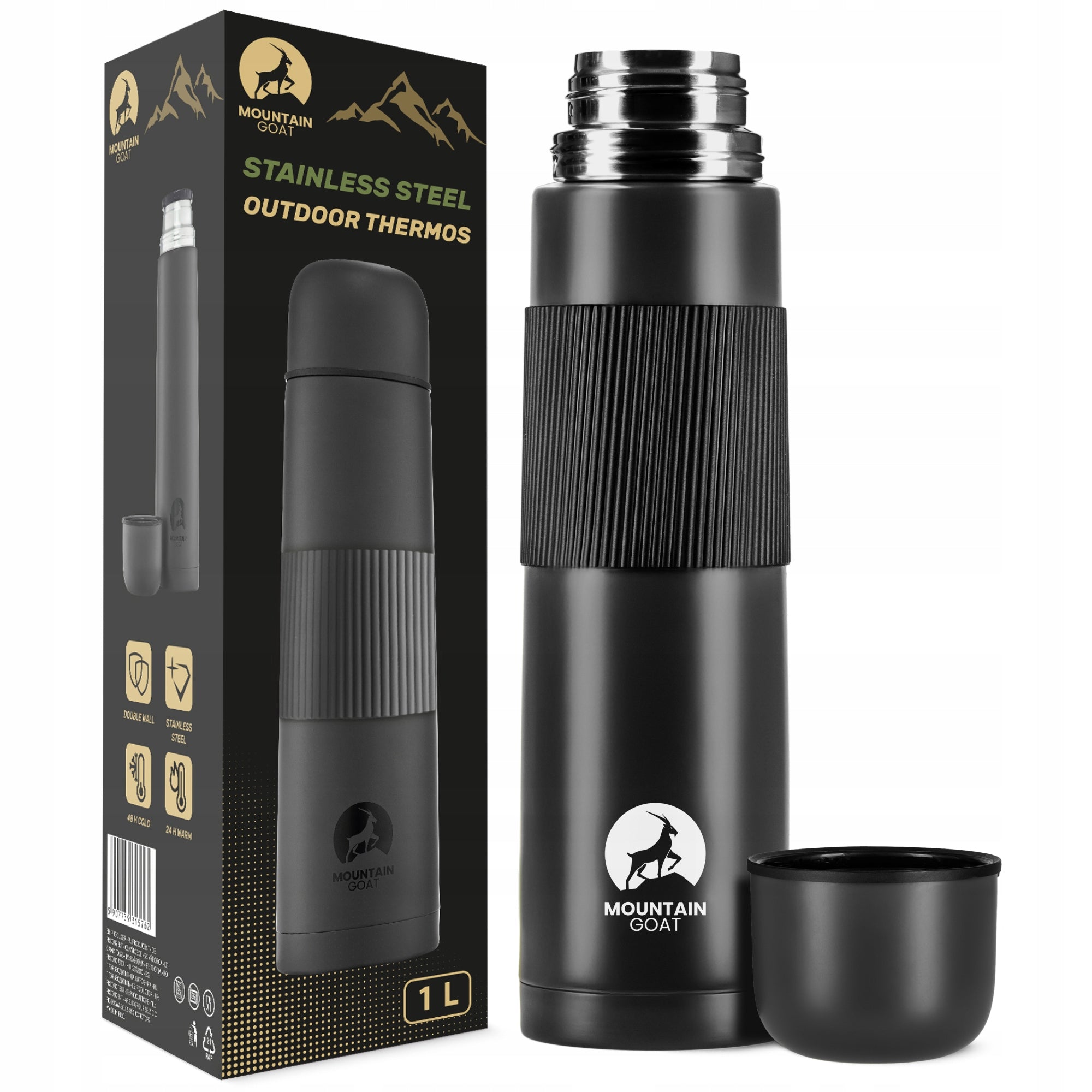 TOURIST THERMOS FOR TEA VACUUM COFFEE SEALED STAINLESS STEEL 1L