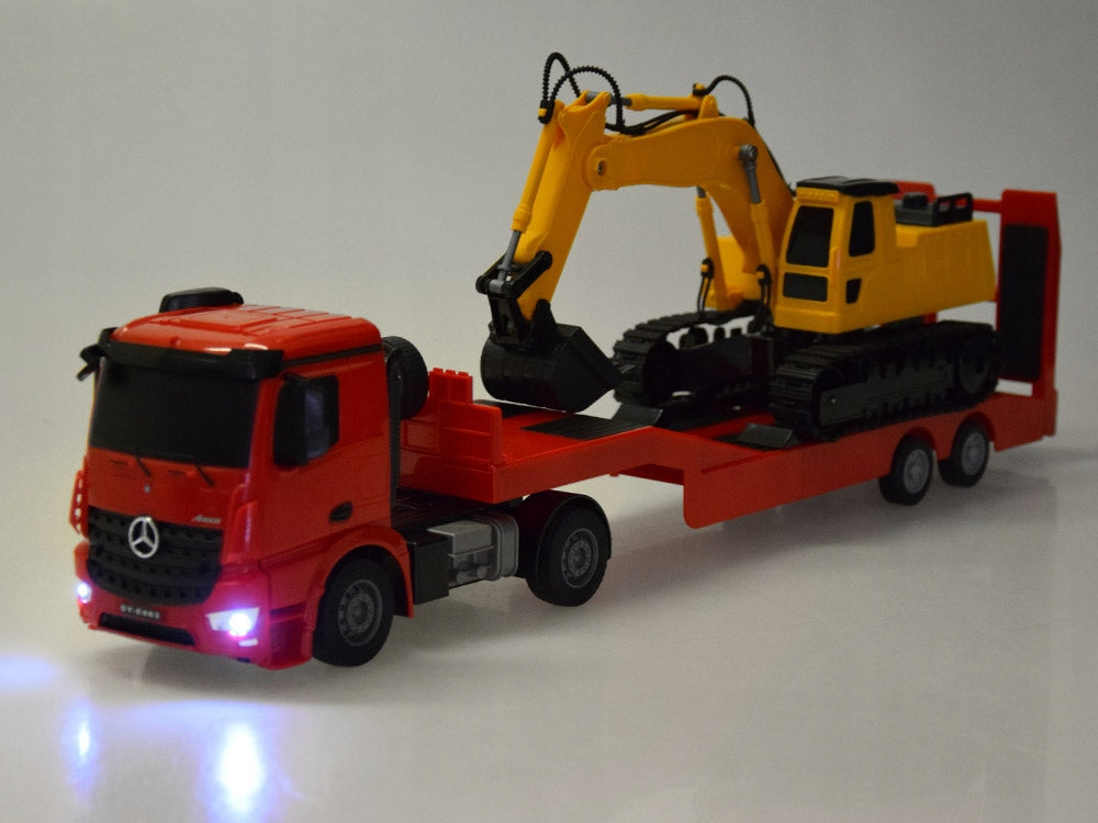 TOW TRUCK REMOTE CONTROLLED TRUCK TIR MERCEDES FOR RC REMOTE CONTROL + EXCAVATOR 2in1 Brand Double Eagle