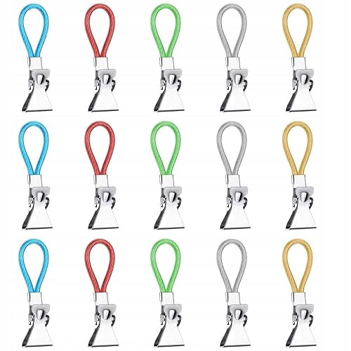 TOWEL CLIPS COLORFUL METAL SET OF 15 BATH TOWELS