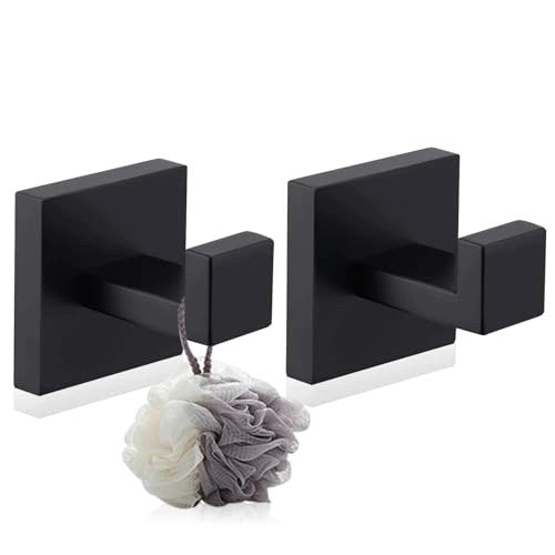 TOWEL HOOKS BLACK MATTE STAINLESS STEEL SELF-ADHESIVE 2 PCS Brand no brand
