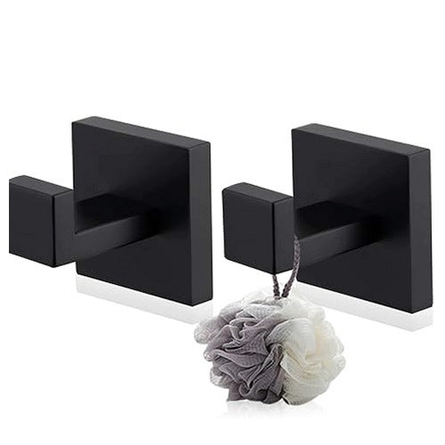TOWEL HOOKS BLACK MATTE STAINLESS STEEL SELF-ADHESIVE 2 PCS