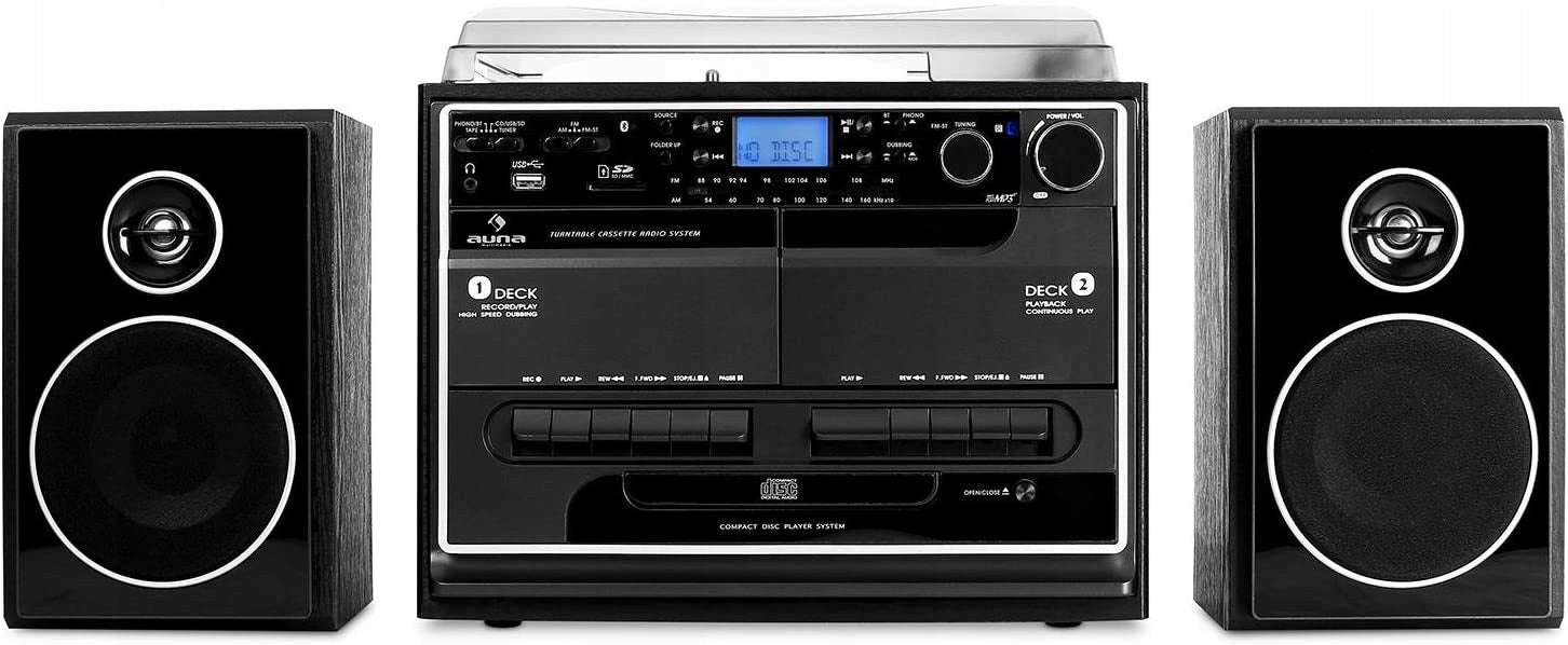 TOWER TURNTABLE DIGITIZER BLUETOOTH MP3 RADIO CD RECORDING TO CASSETTE Manufacturer code MGTC388BT