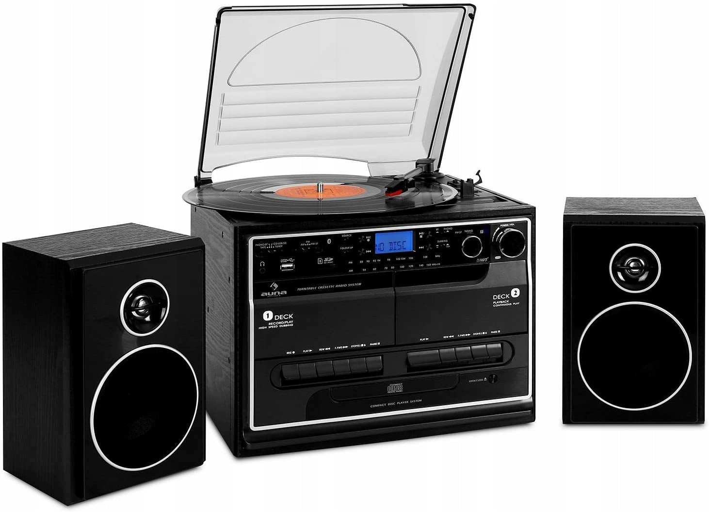 TOWER TURNTABLE DIGITIZER BLUETOOTH MP3 RADIO CD RECORDING TO CASSETTE