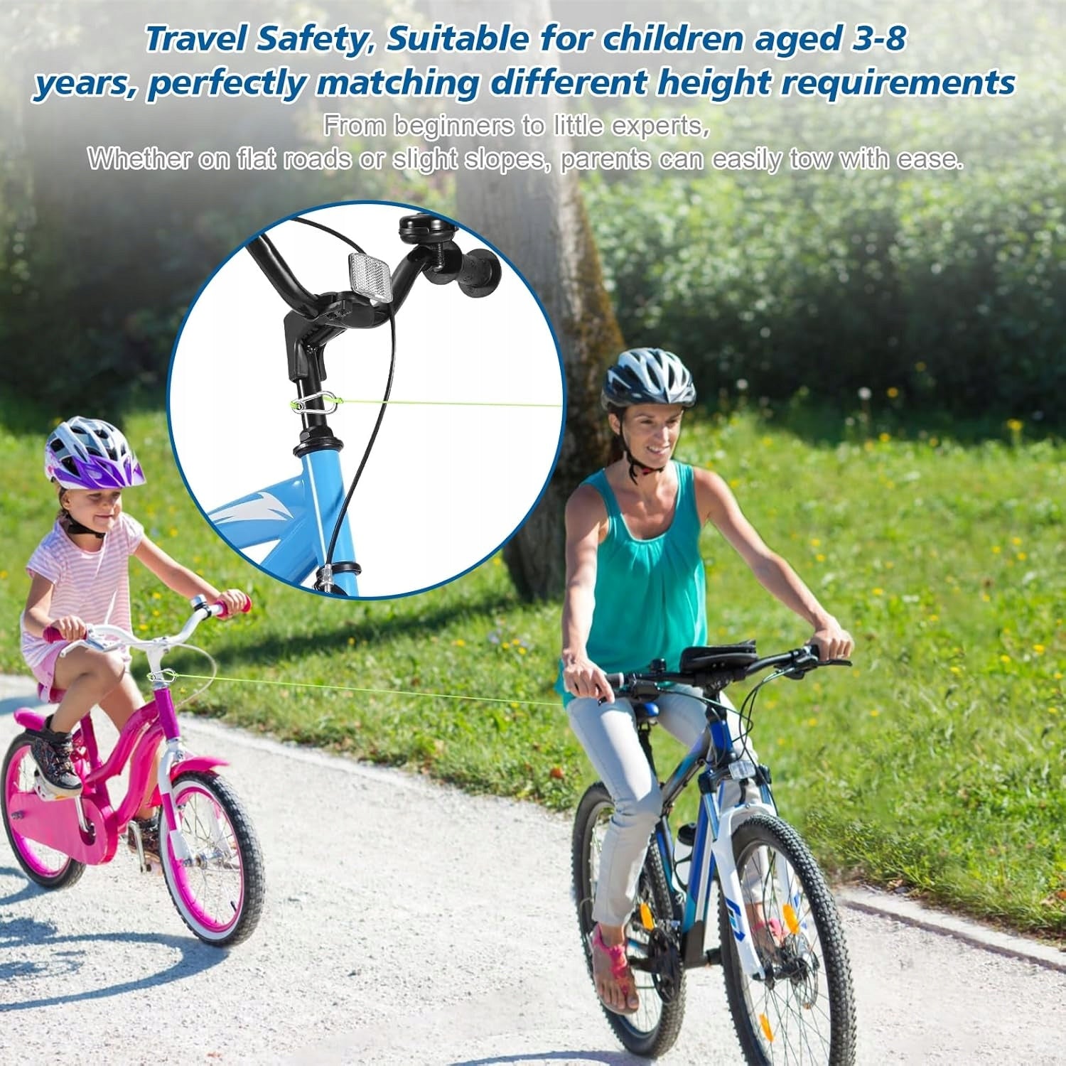 TOWING CABLE FOR BICYCLE 2,5m FOR CHILDREN TOWING ROPE FOR BICYCLE Color black
