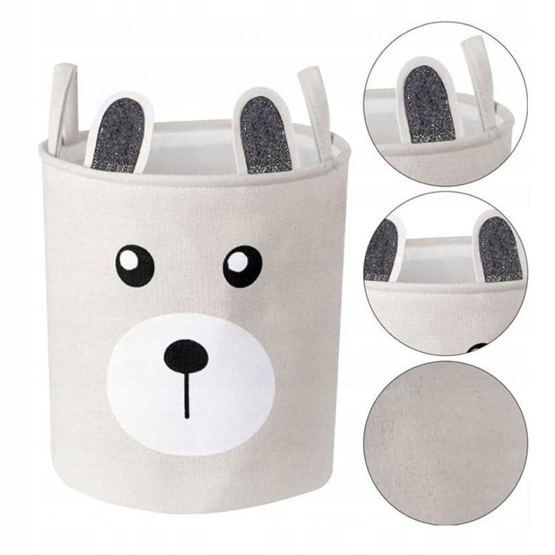 TOY BASKET 45cm DRAWSTRING BLOCK CONTAINER ORGANIZER BEAR