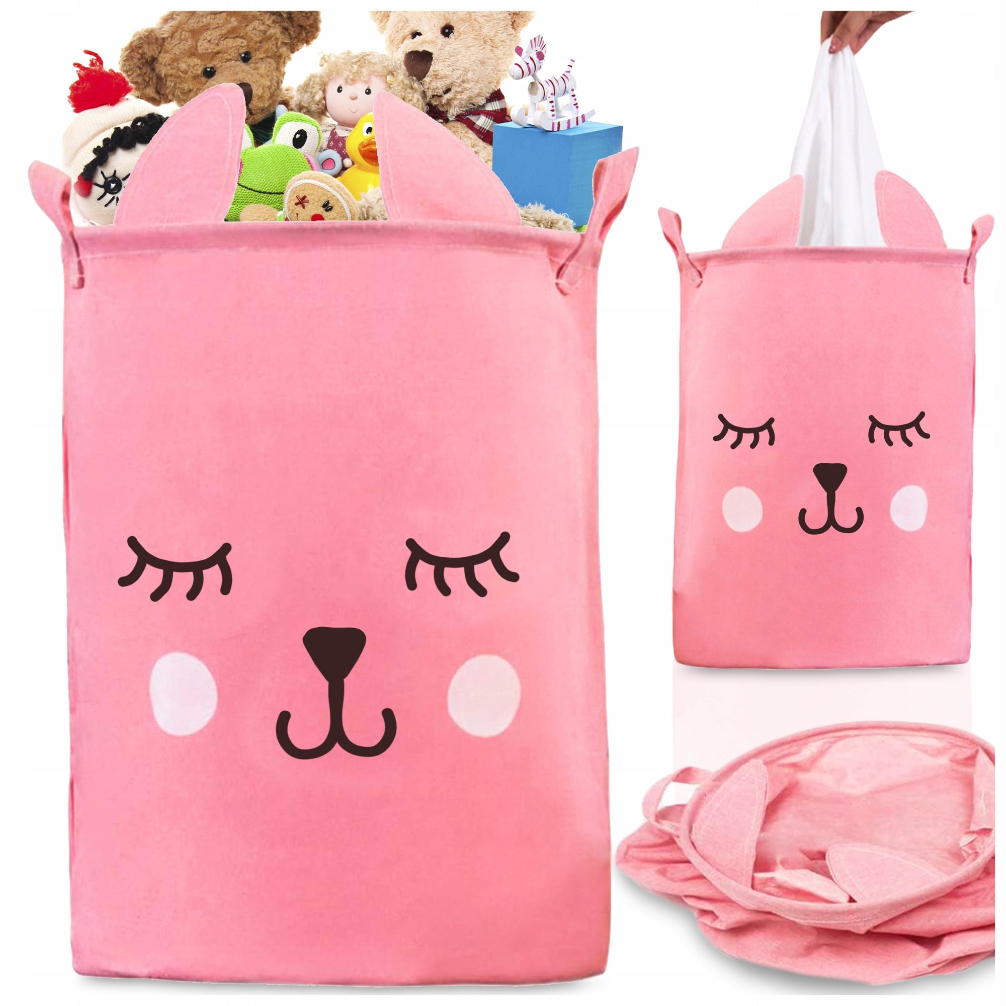 TOY BASKET Container Material Organizer with Puller Pink 43L