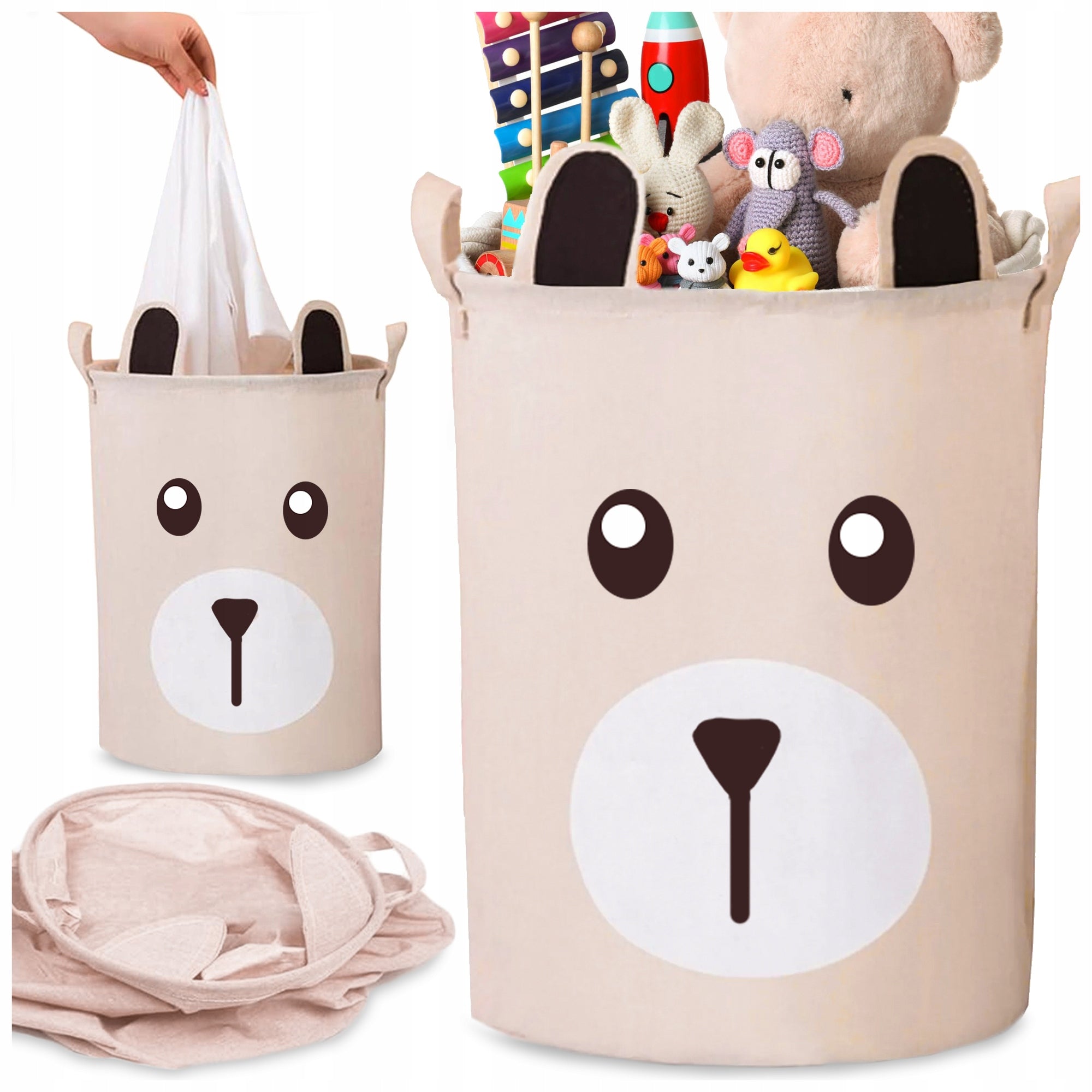 TOY BASKET MATERIAL CONTAINER ORGANIZER WITH DRAWSTRING CLOSED 43L