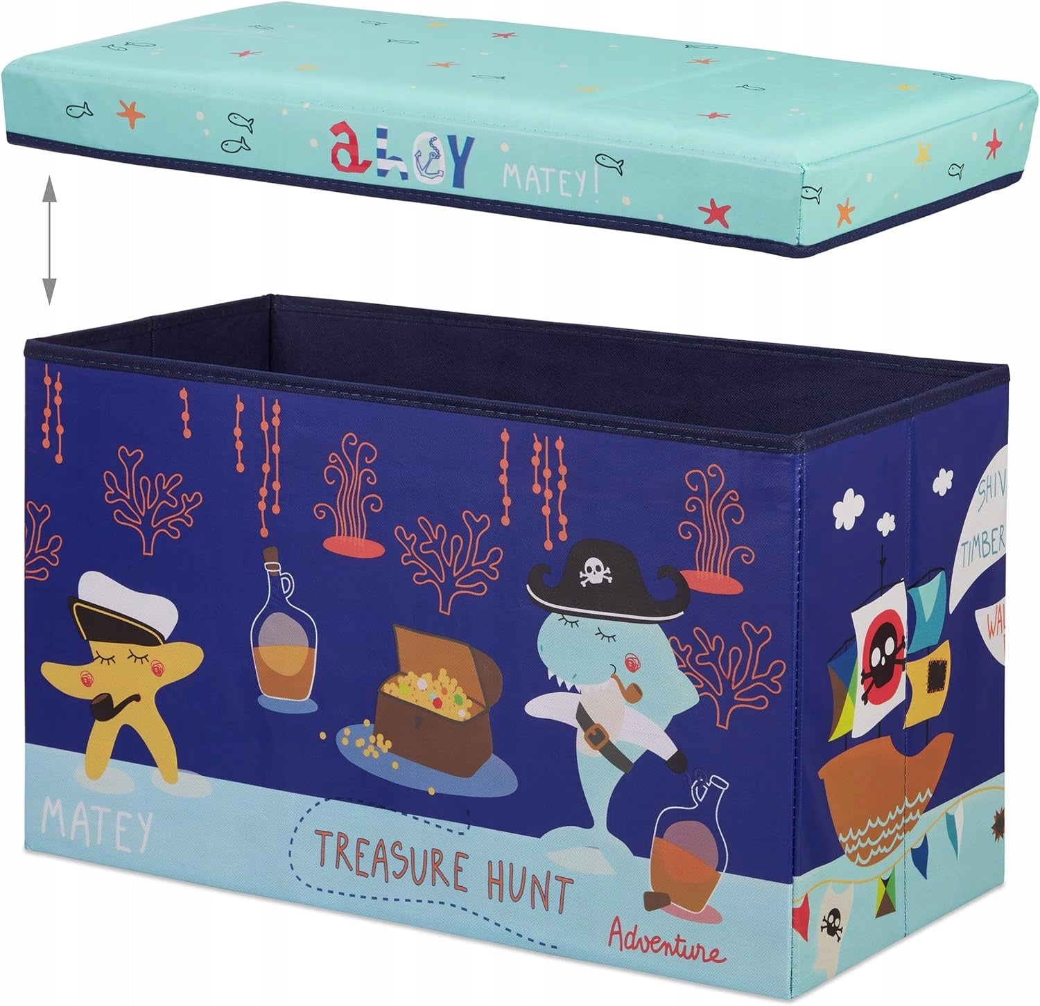 TOY CONTAINER AND POUF FOR CHILDREN FOLDING SEAT WITH STORAGE Capacity 50 l