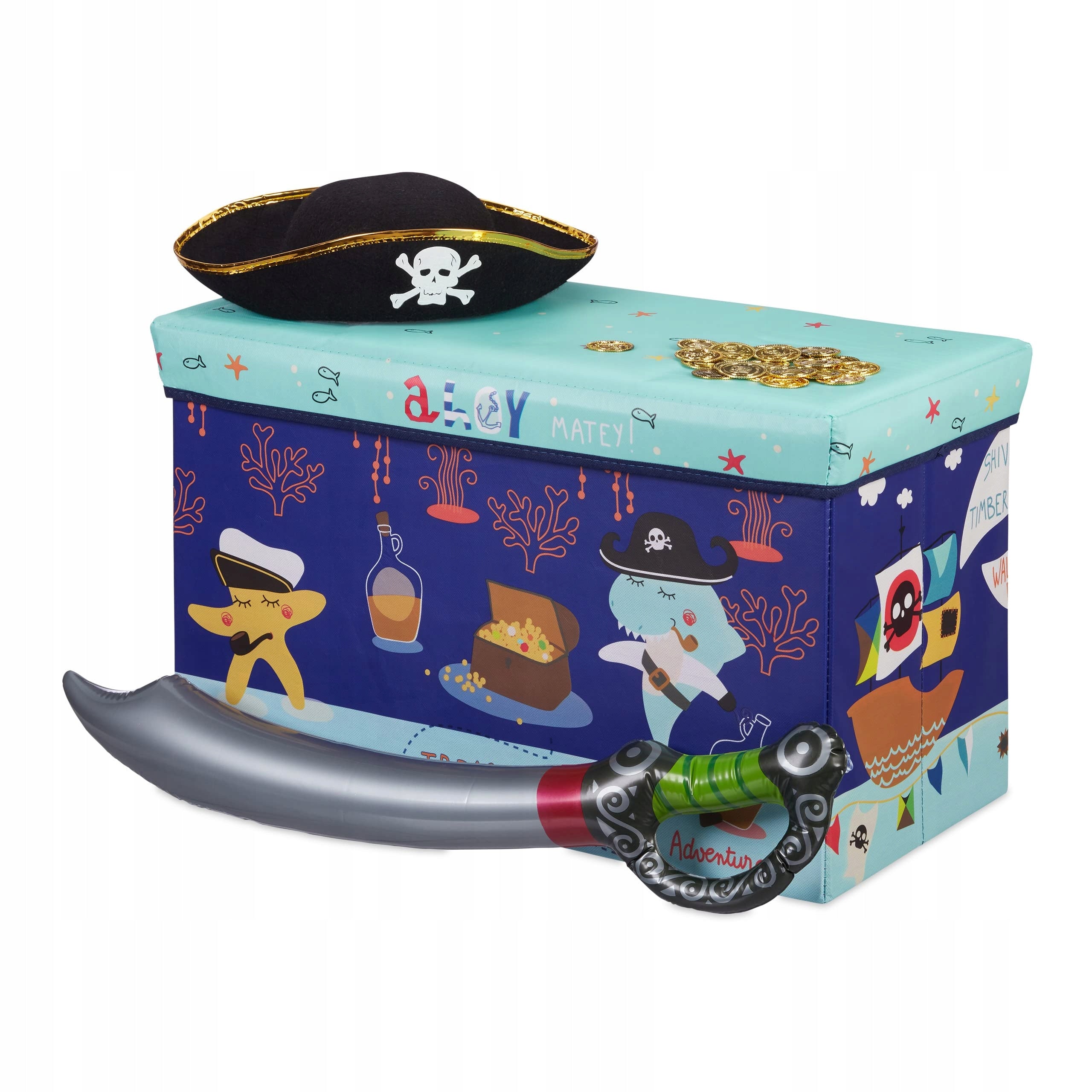 TOY CONTAINER AND POUF FOR CHILDREN FOLDING SEAT WITH STORAGE