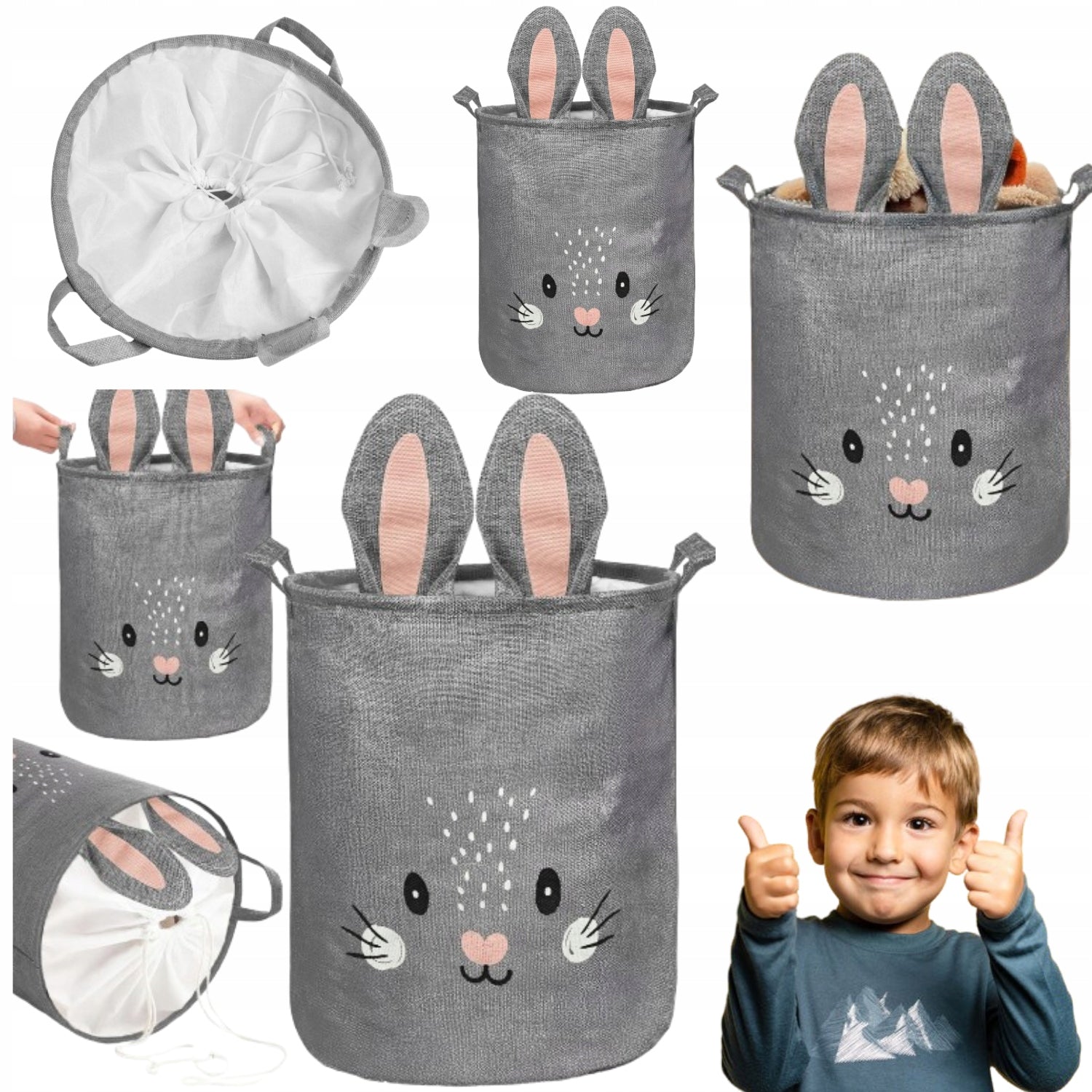 TOY CONTAINER LARGE BASKET MOUSE FABRIC LOCKABLE ORGANIZER 45X35CM 43L