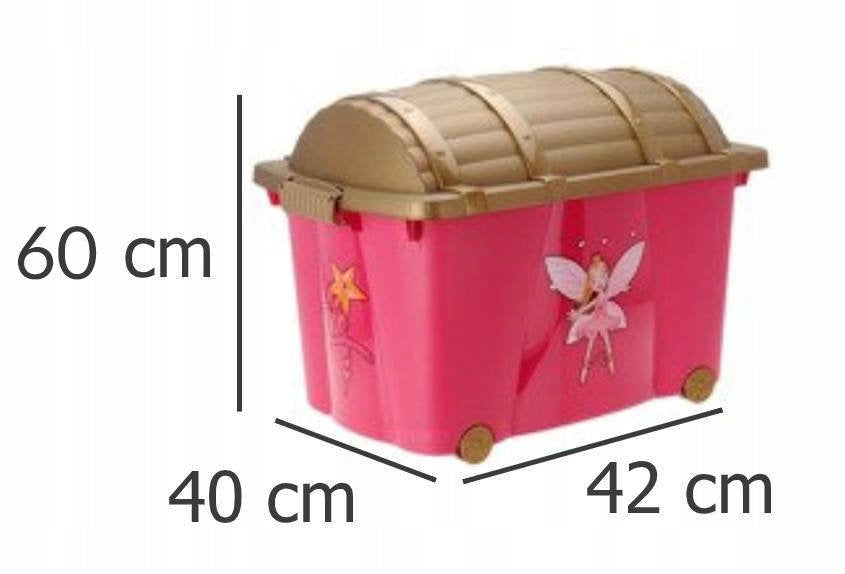 TOY CONTAINER PINK CHEST ON WHEELS 57L for children for room Capacity 57 l