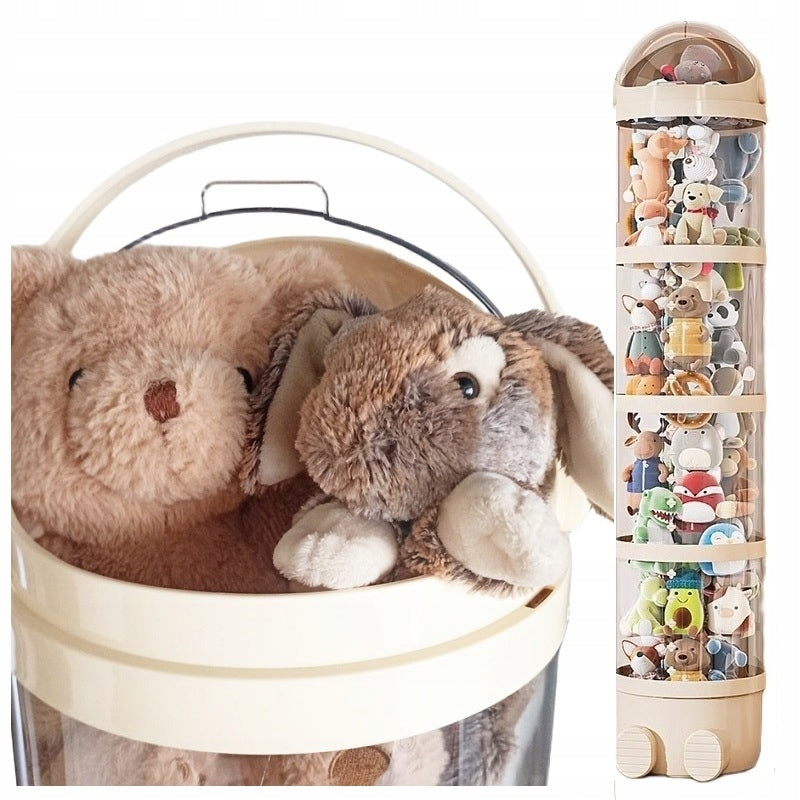 TOY ORGANIZER BEARS STUFFED ANIMALS LARGE BASKET CONTAINER CLOSED BEIGE