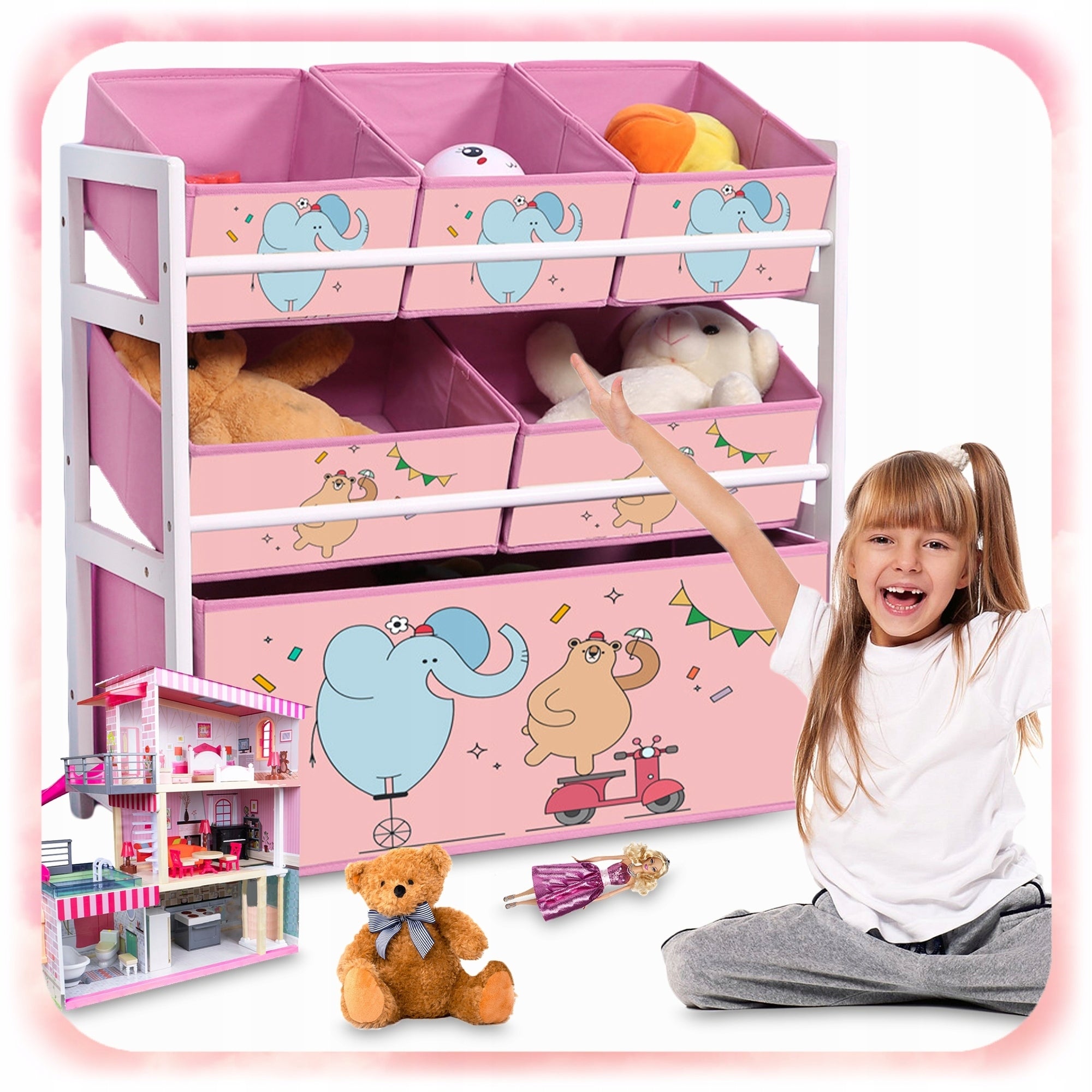 TOY RACK WITH CONTAINERS CHILDREN'S ORGANIZER WOODEN CONTAINER Manufacturer code 007317