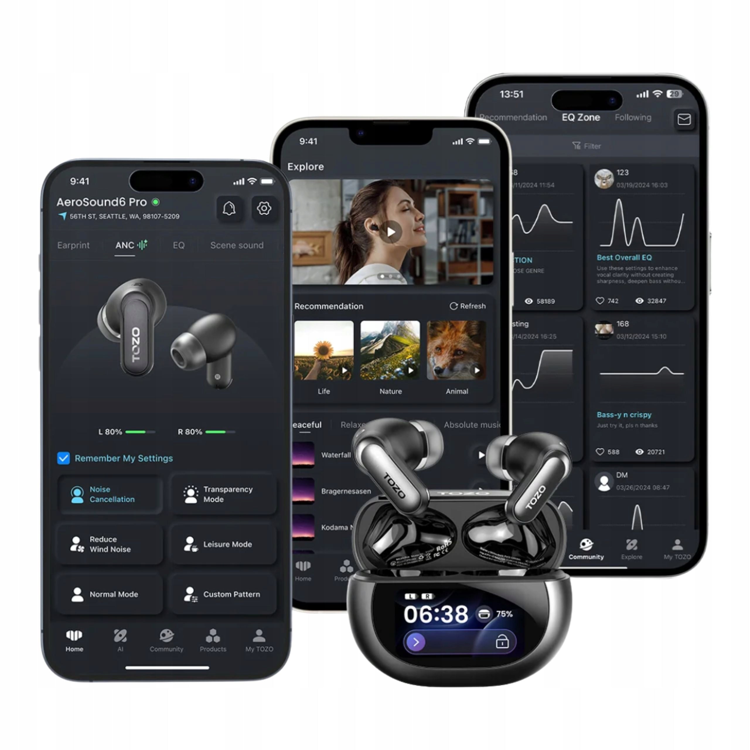 TOZO AeroSound6 Pro Black Wireless In-Ear Headphones Manufacturer code AeroSound6 Pro