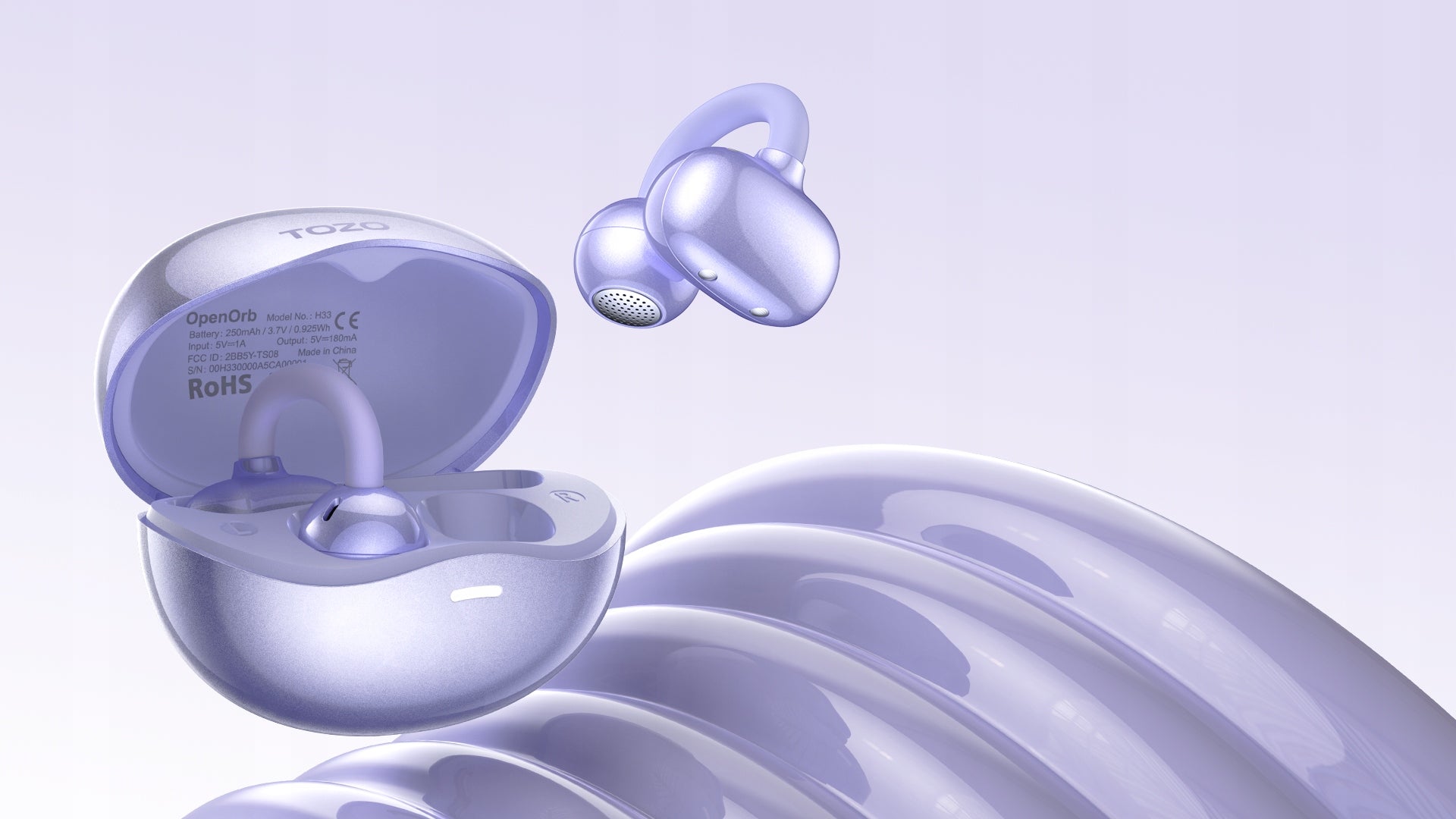 TOZO Open Orb Purple Wireless Earbuds Brand TOZO