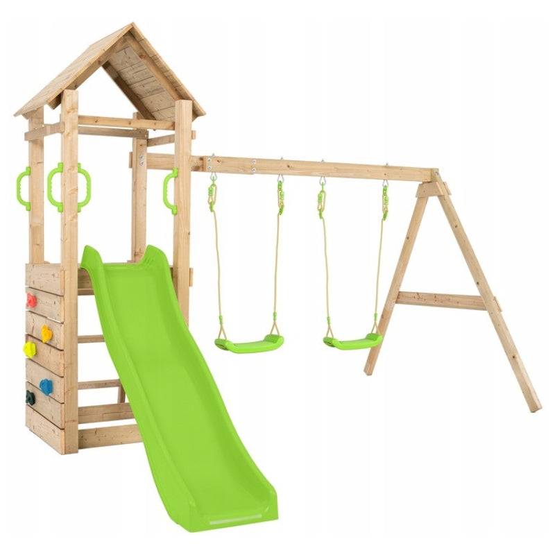 TP TOYS WOODEN SQUARE TOYS FOR KIDS SLIDE 2 SWINGS SANDBOX