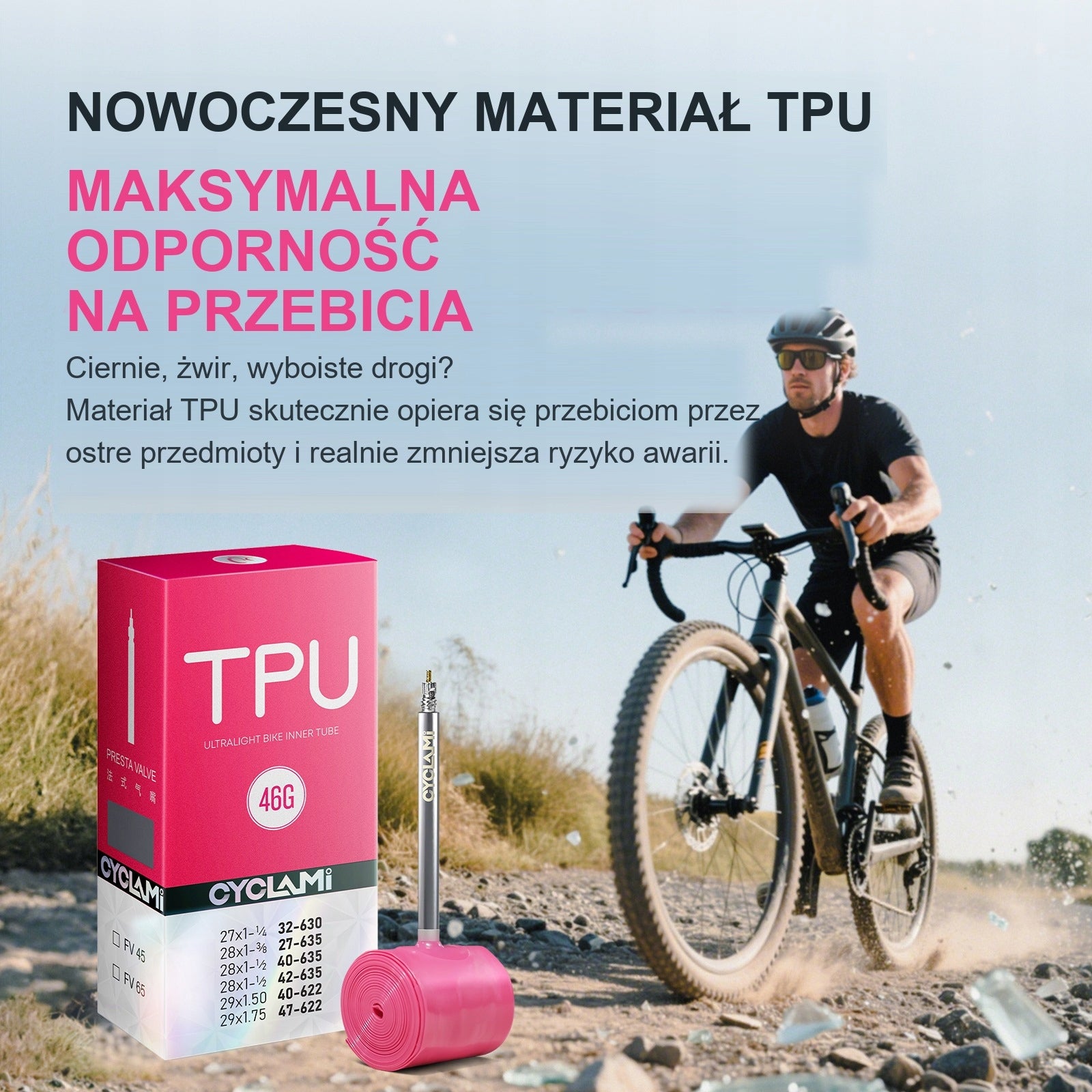 TPU Gravel 29" (32/47-622) Presta 65mm 46g Bike Tube Wheel size (") 29