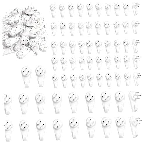 TRACELESS STEEL PHOTO HOOKS FOR HARD WALLS SET OF 70