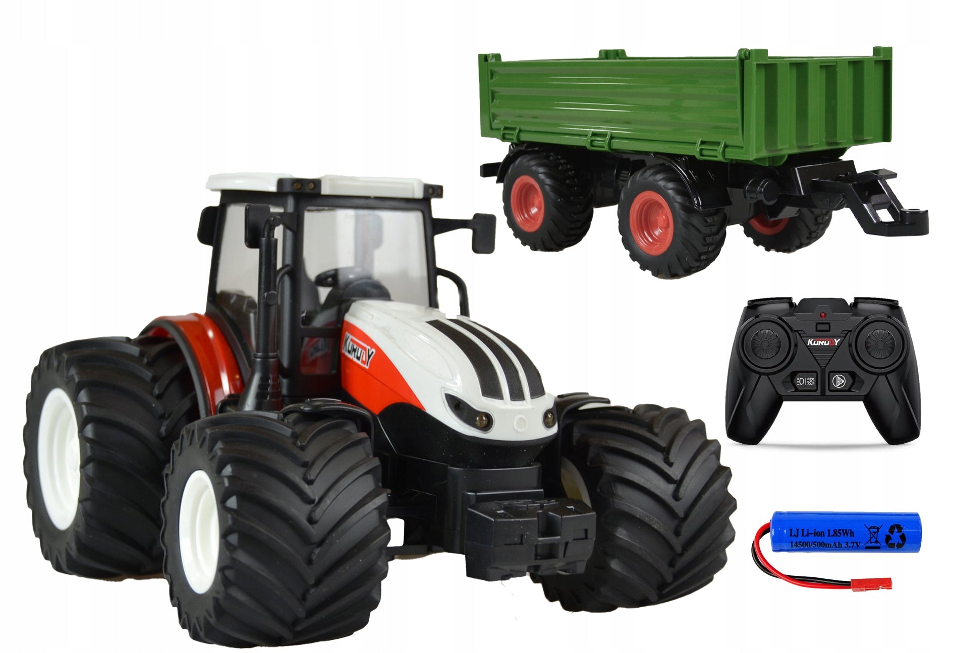 TRACTOR REMOTE CONTROLLED TRACTOR WITH TRAILER RC FARM SCALE 1:24 GIFT Packaging status original