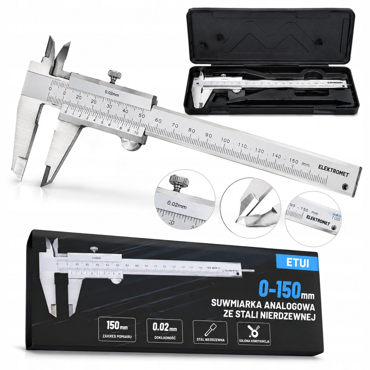 TRADITIONAL CALIPER 0-150mm CASE MANUAL ANALOGUE