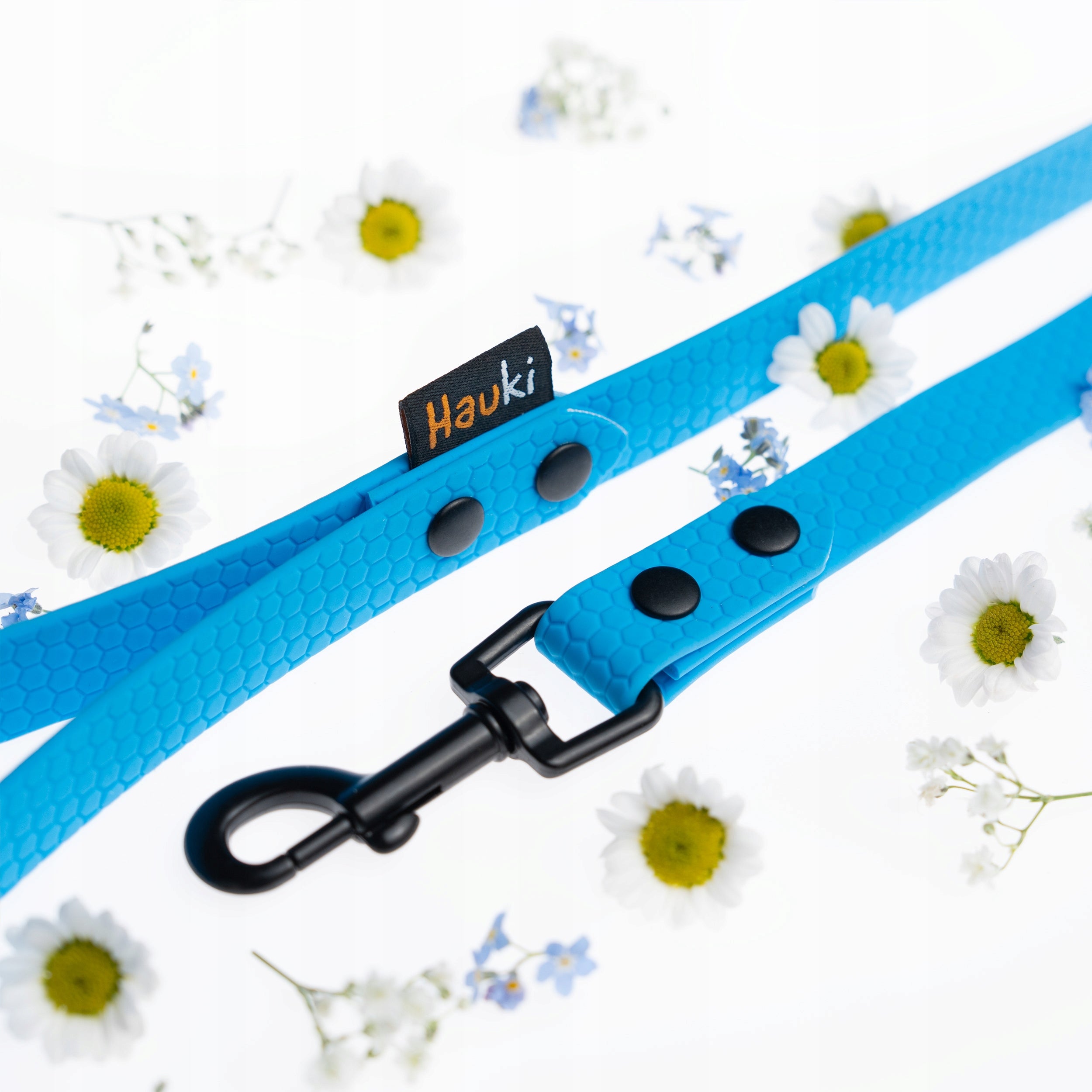 TRAINING CORD 15M. DOG LEASH. BLUE, BLACK ELEMENTS. HEXA PATTERN Color blue