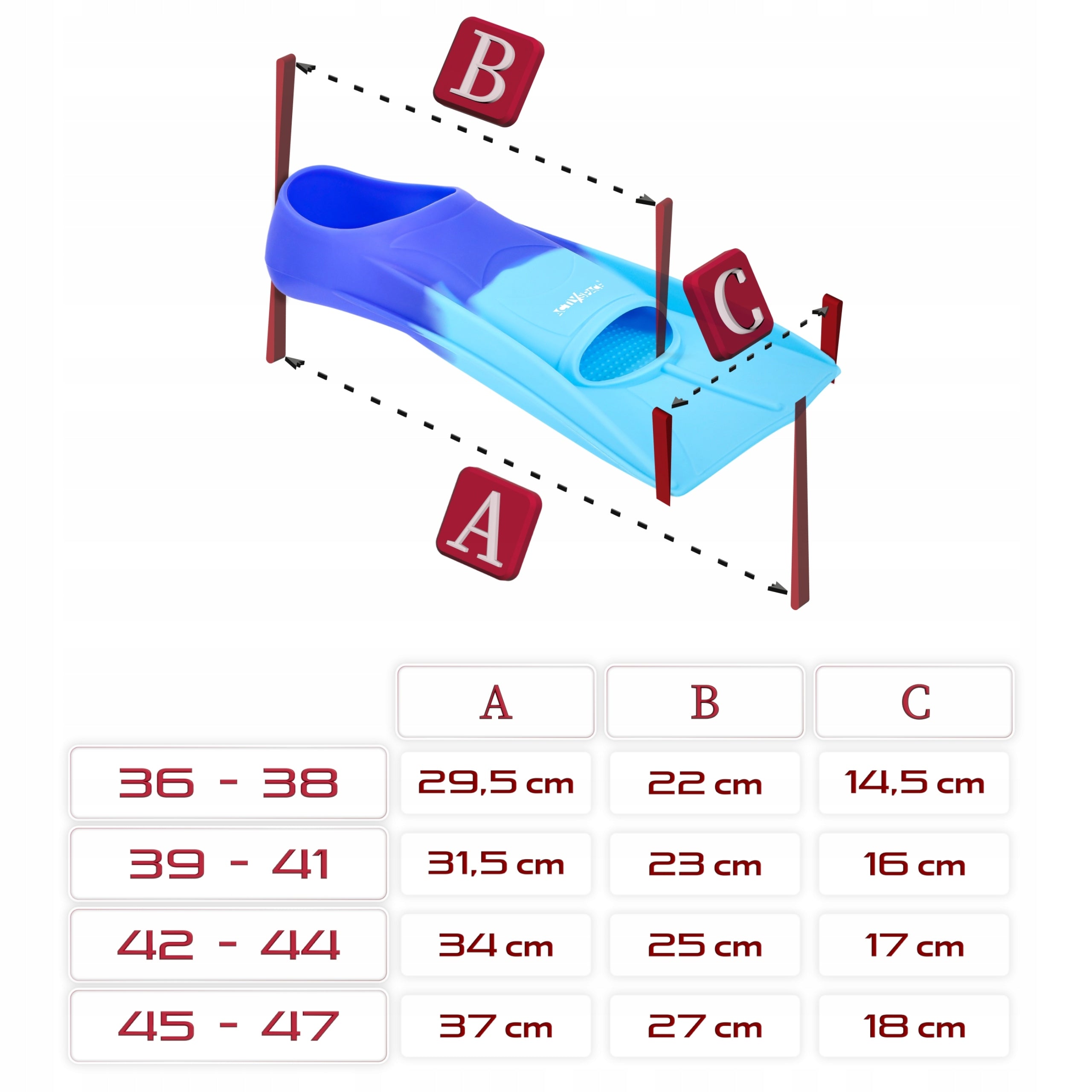TRAINING FINS SHORT FOR SWIMMING IN SWIMMING POOL ELASTIC 42-44 Product weight with unit packaging 0.78 kg