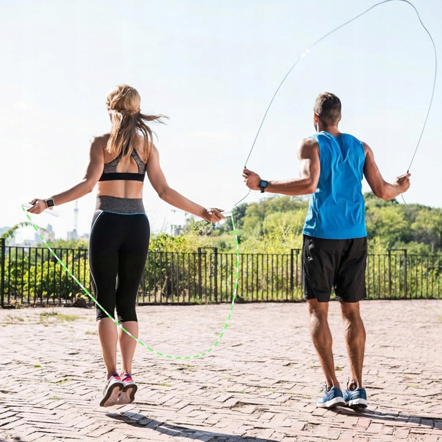 TRAINING JUMP ROPE WITH BEADS 3M ADJUSTABLE FITNESS Packaging status original