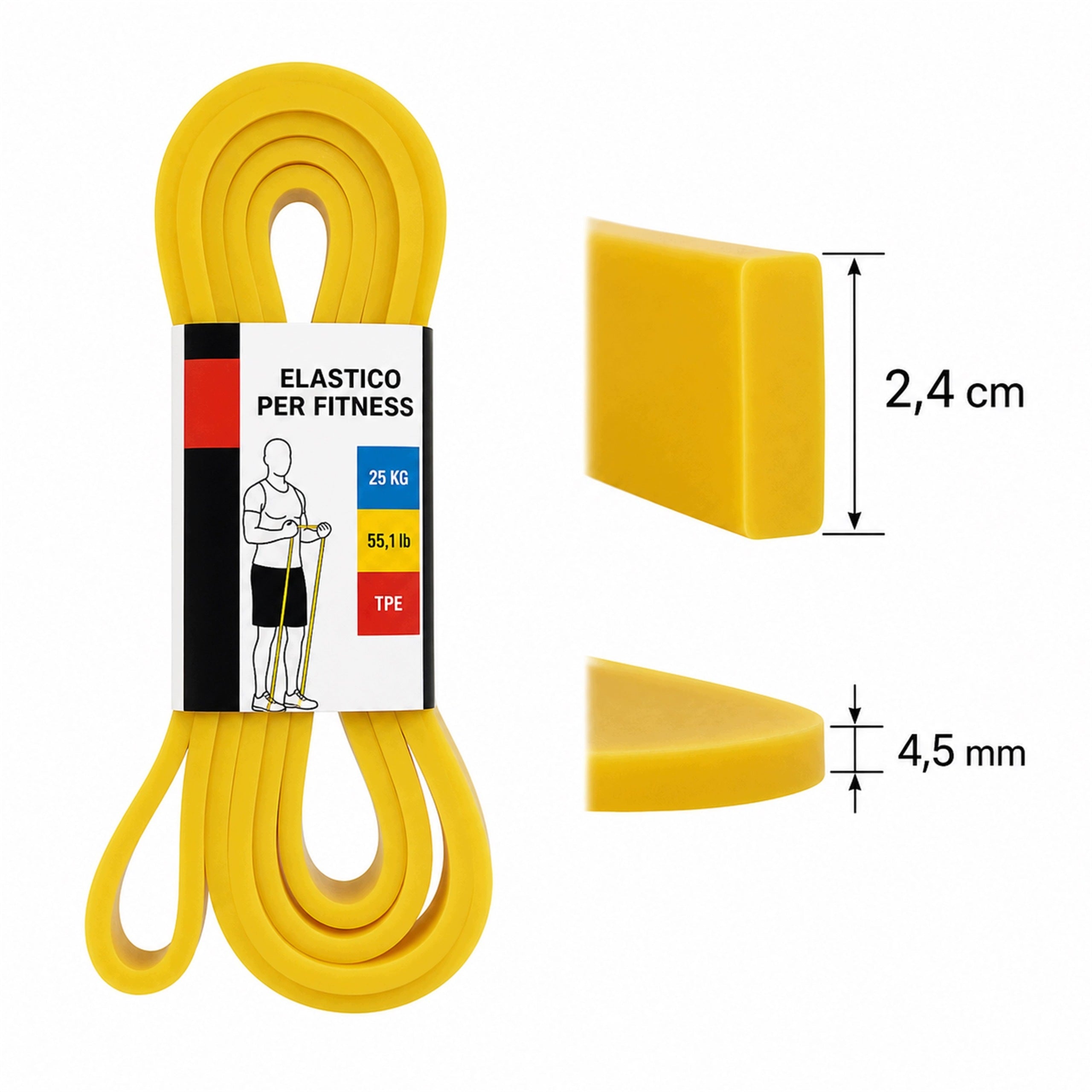 TRAINING RUBBER TAPE FOR STRETCHING AND FITNESS EXERCISES POWER BAND TPE 25kg Brand Inn