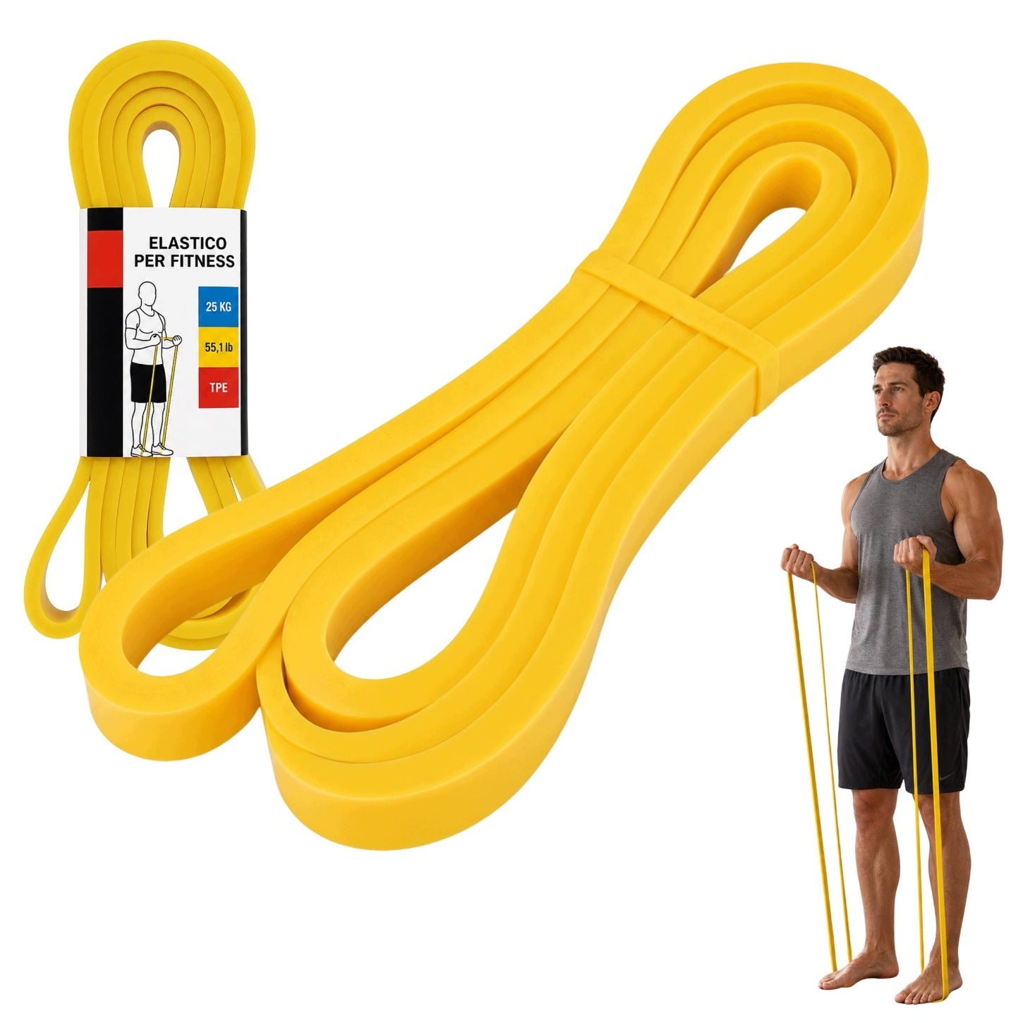 TRAINING RUBBER TAPE FOR STRETCHING AND FITNESS EXERCISES POWER BAND TPE 25kg