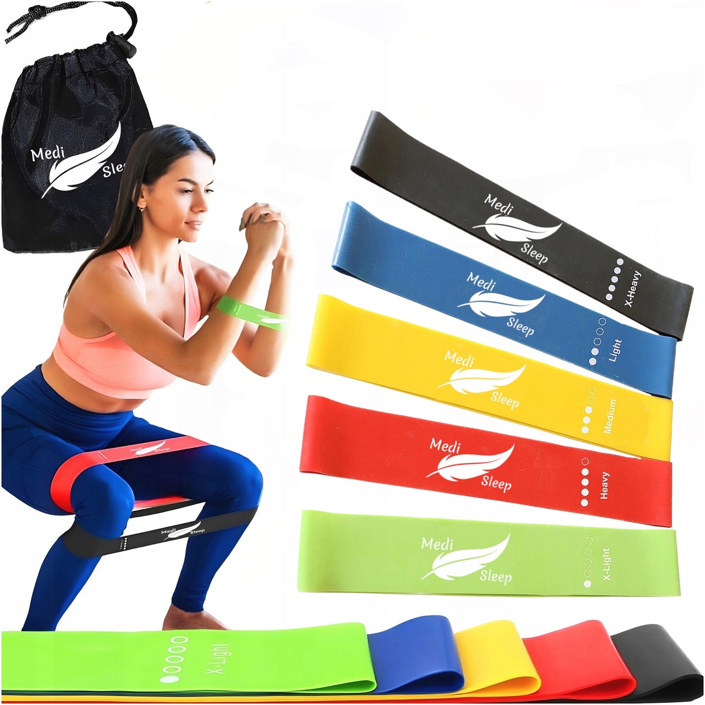 TRAINING RUBBERS FTINESS SET OF 5PCS RESISTANCE RUBBERS TAPE MEDI SLEEP EAN (GTIN) 5904870799383